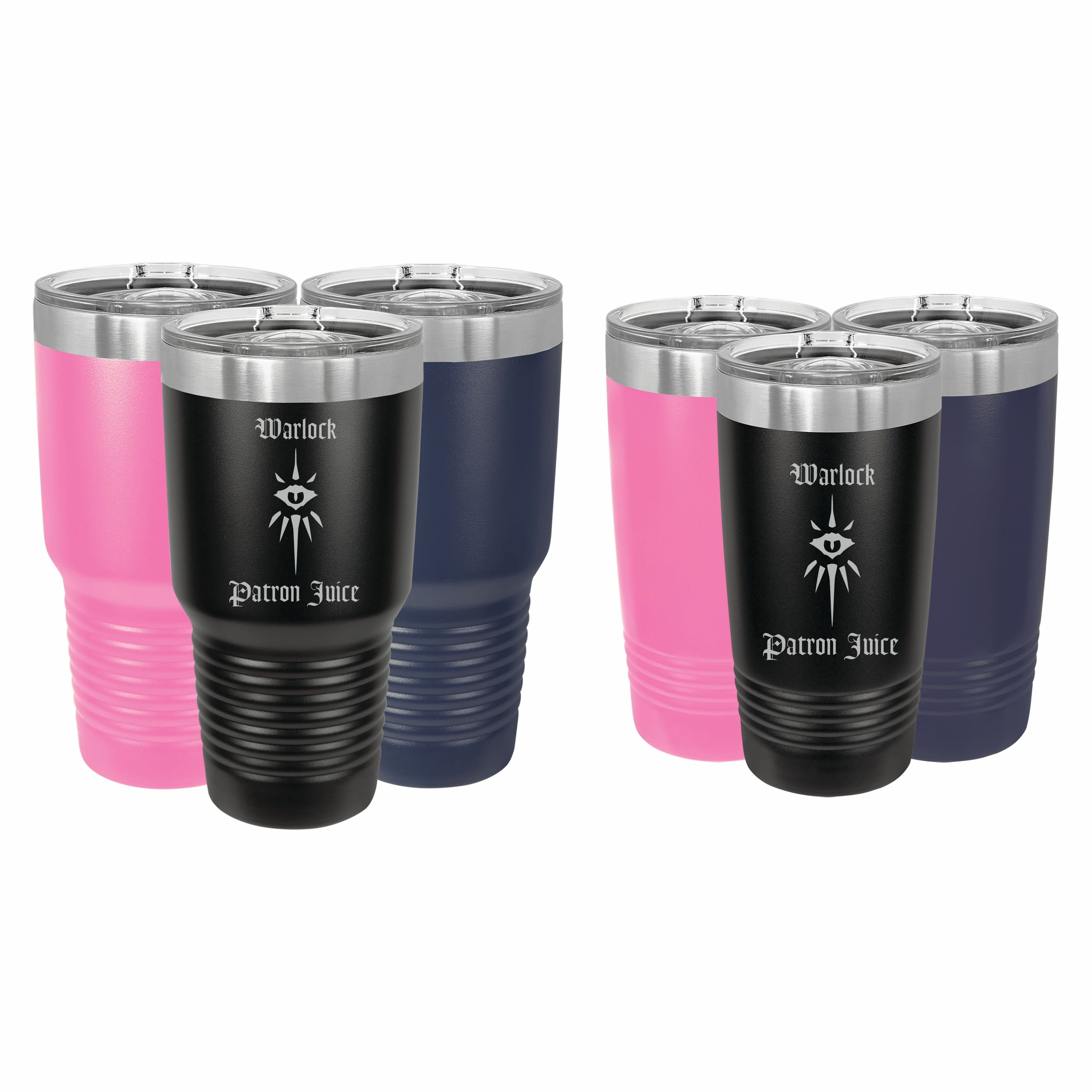 Warlock Patron Juice Engraved Stainless Steel Tumbler Travel Mug, DND Gifts
