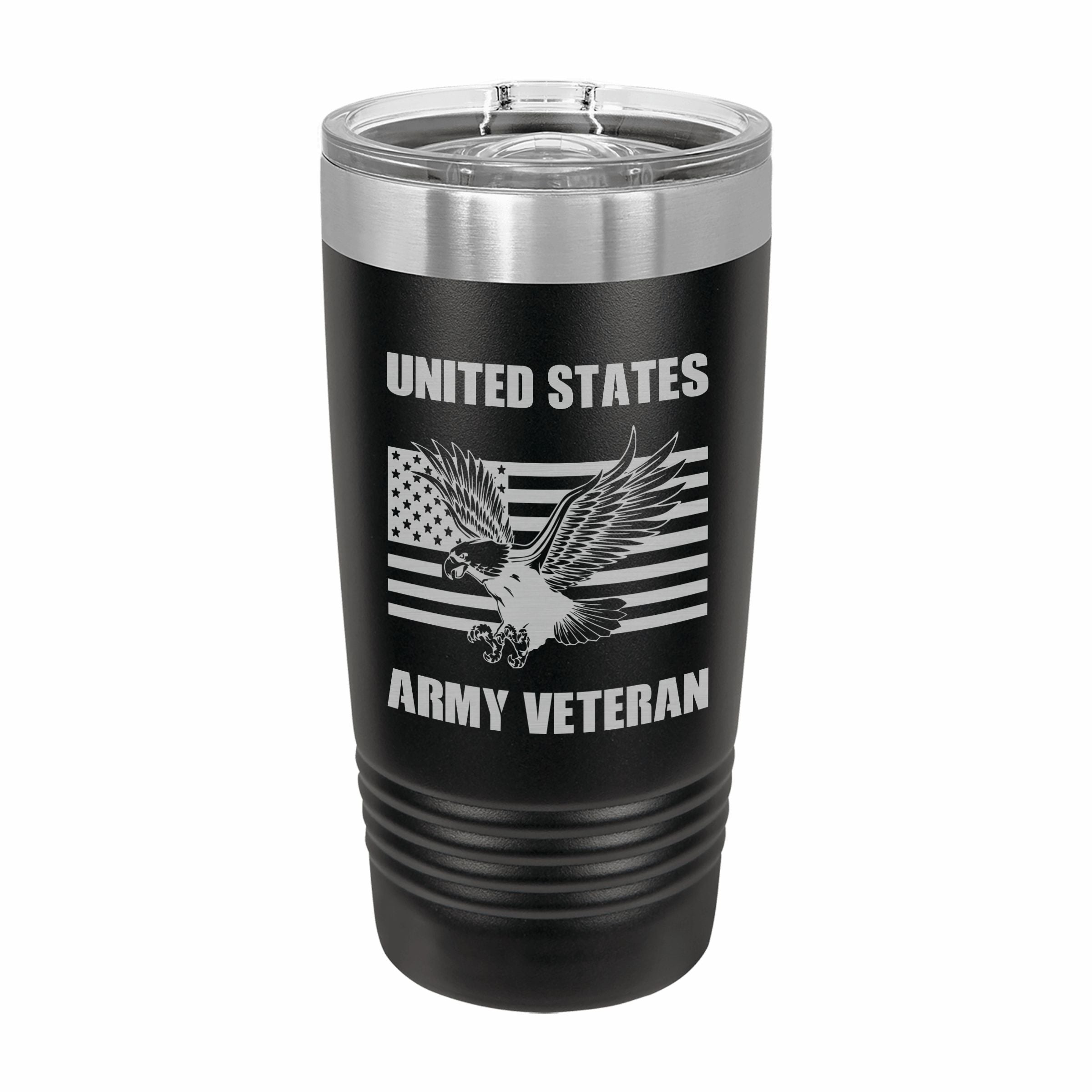 United States Army Veteran Engraved Stainless Steel Tumbler Travel Mug, Military Gift