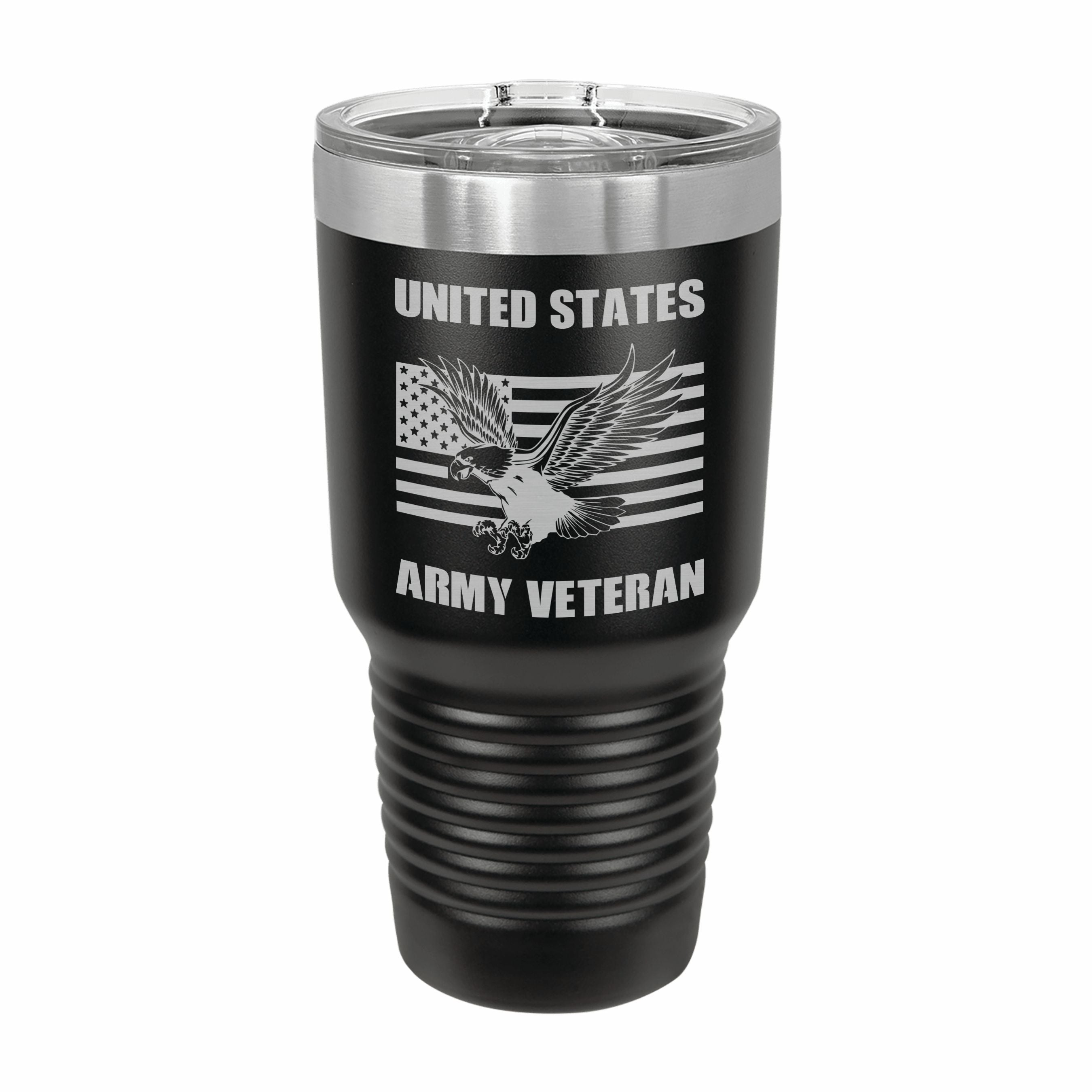 United States Army Veteran Engraved Stainless Steel Tumbler Travel Mug, Military Gift