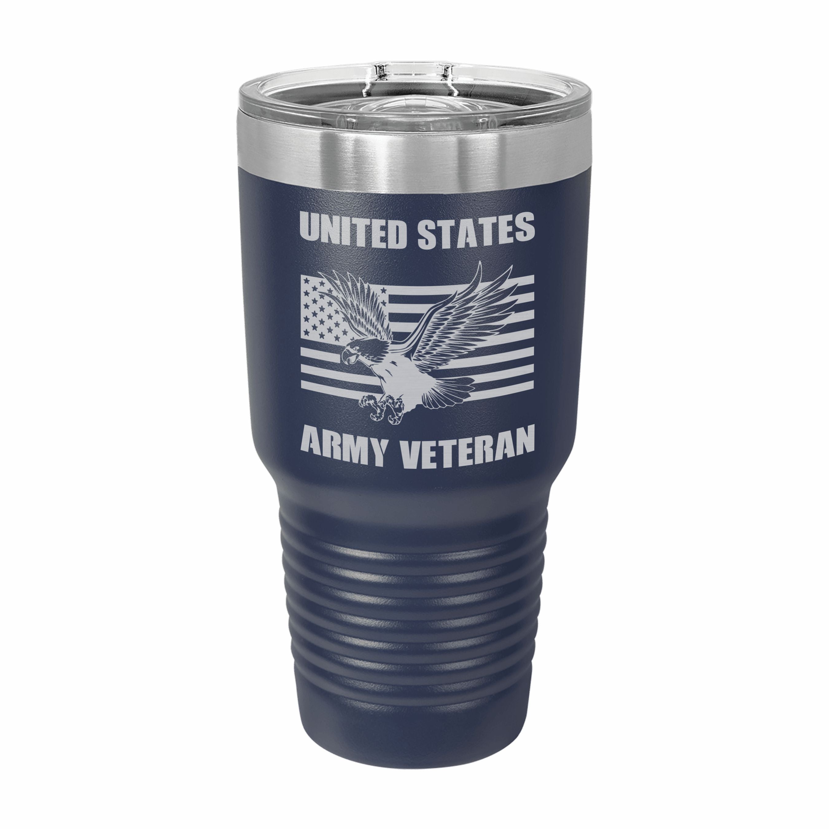 United States Army Veteran Engraved Stainless Steel Tumbler Travel Mug, Military Gift
