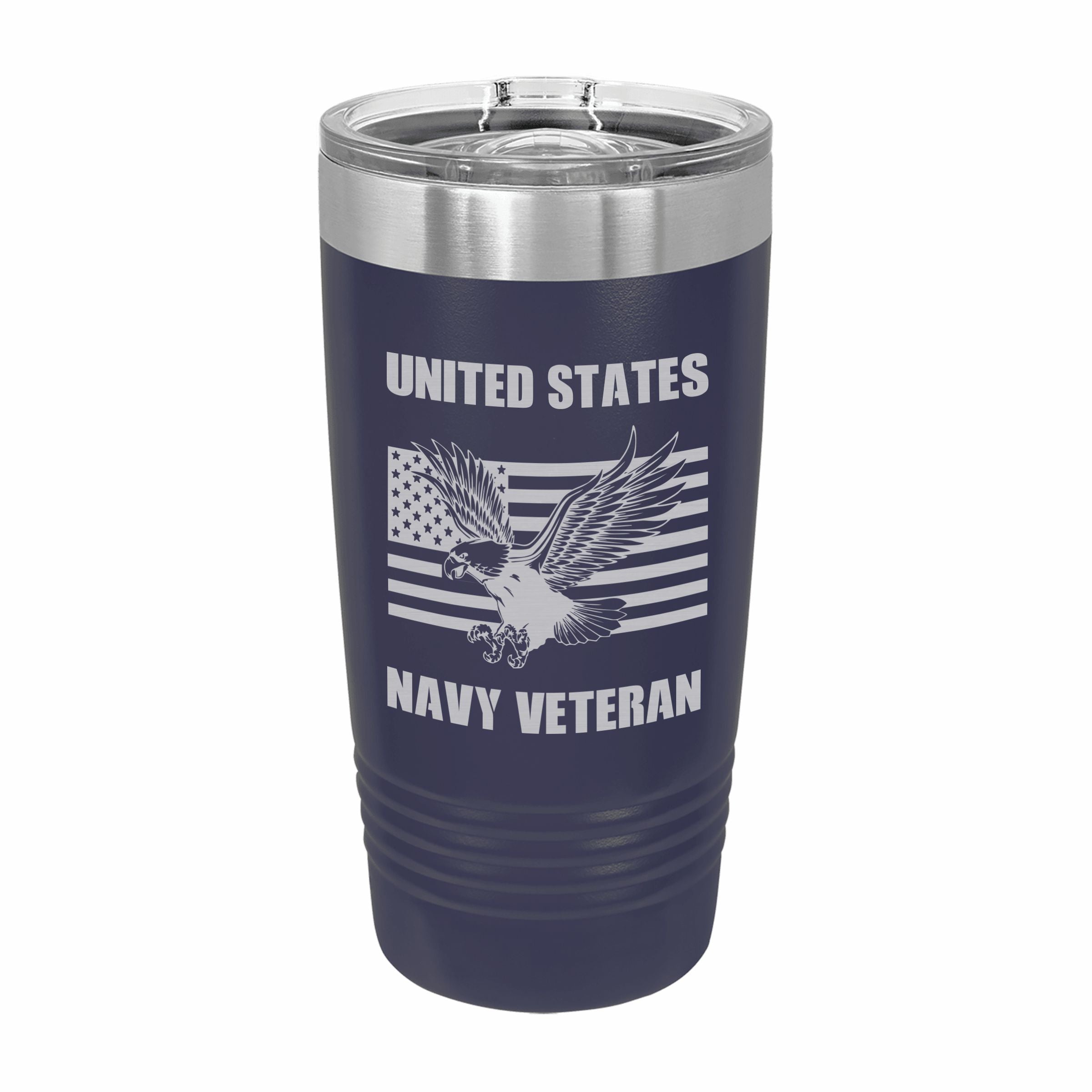 United States Navy Veteran Engraved Stainless Steel Tumbler Travel Mug, Military Gift