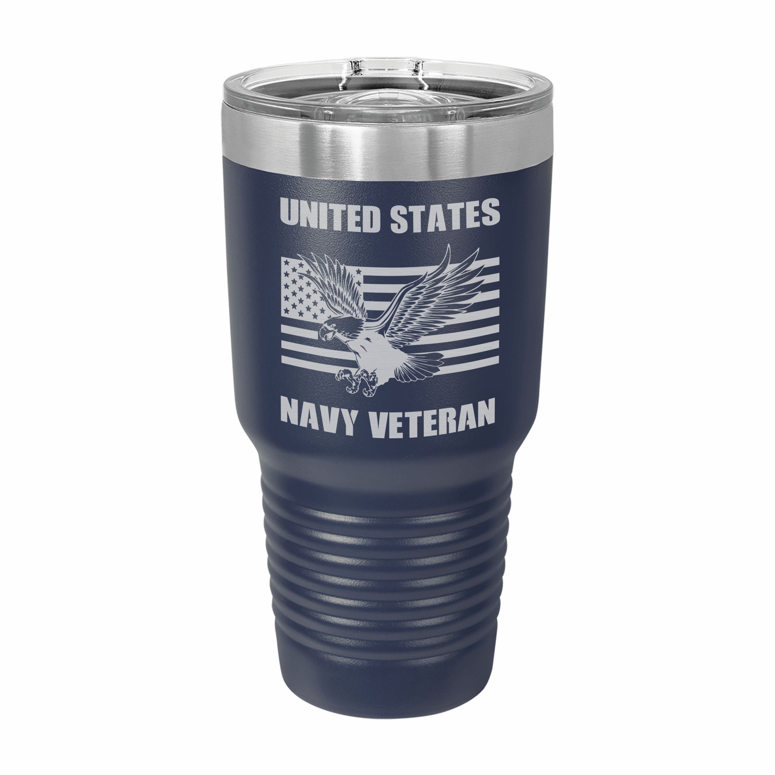 United States Navy Veteran Engraved Stainless Steel Tumbler Travel Mug, Military Gift