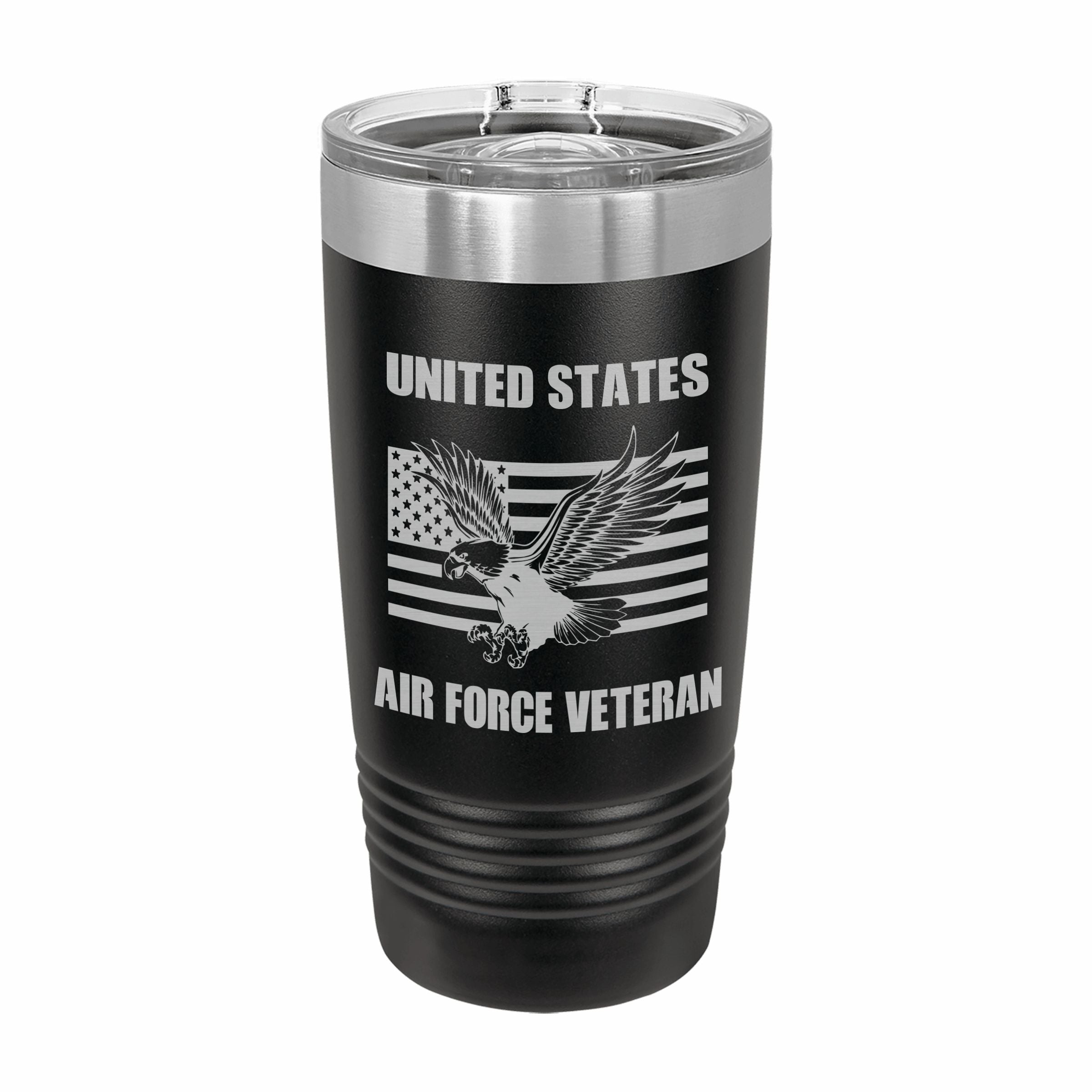 United States Air Force Veteran Engraved Stainless Steel Tumbler Travel Mug, Military Gift