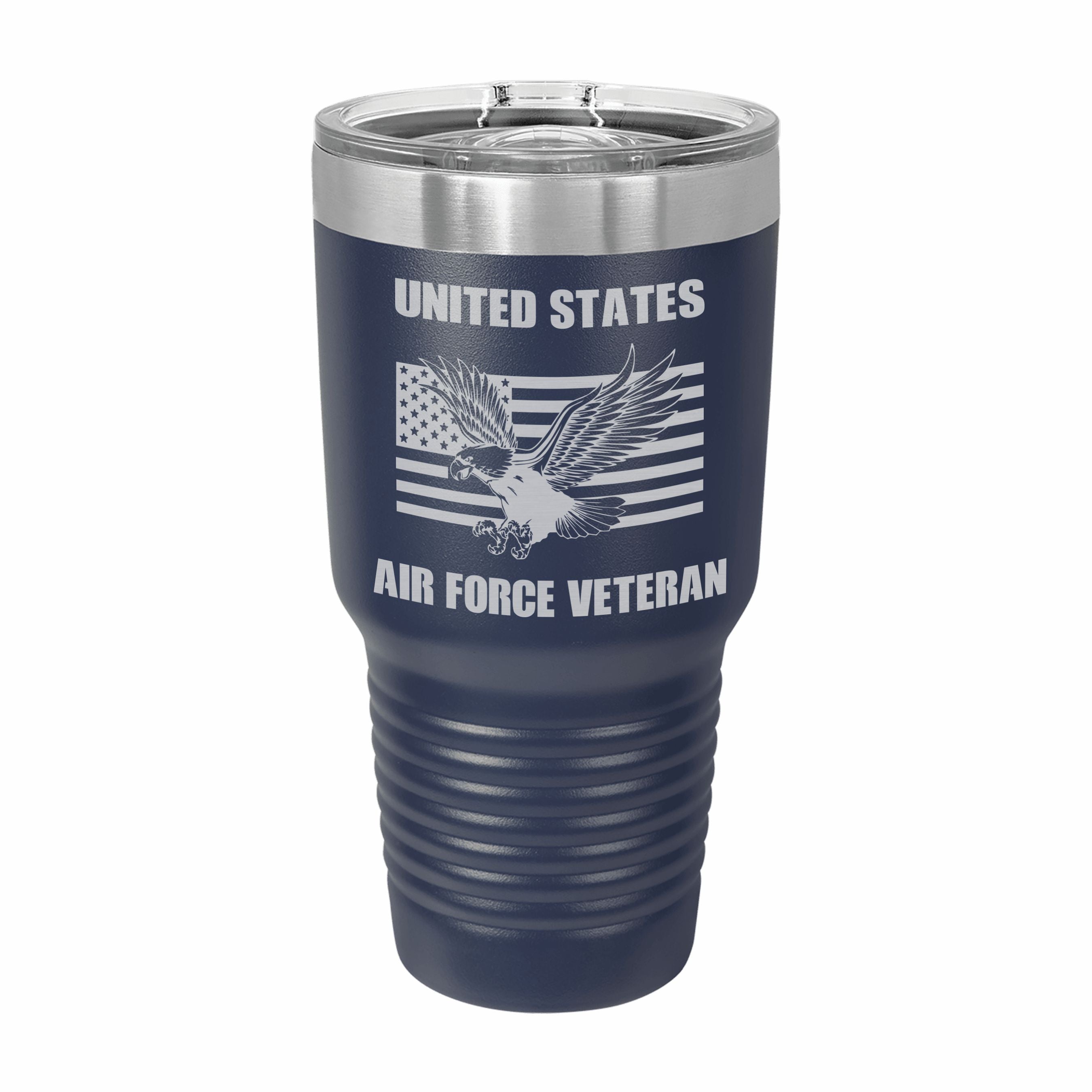 United States Air Force Veteran Engraved Stainless Steel Tumbler Travel Mug, Military Gift