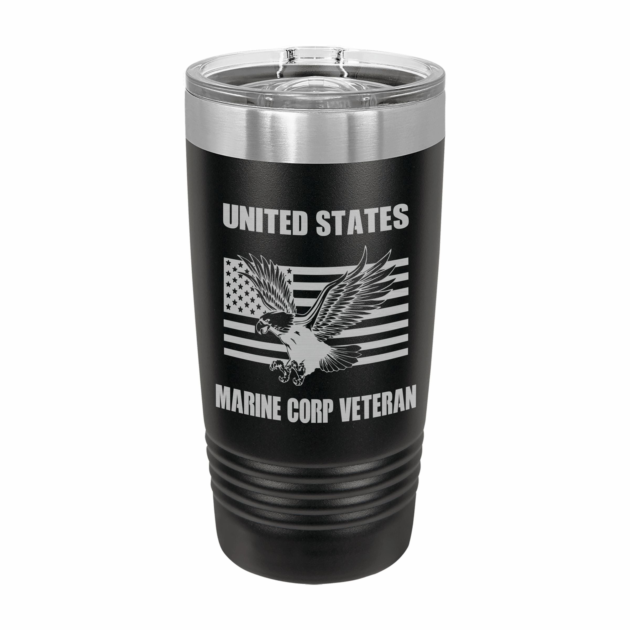 United States Marine Corp Veteran Engraved Stainless Steel Tumbler Travel Mug, Military Gift