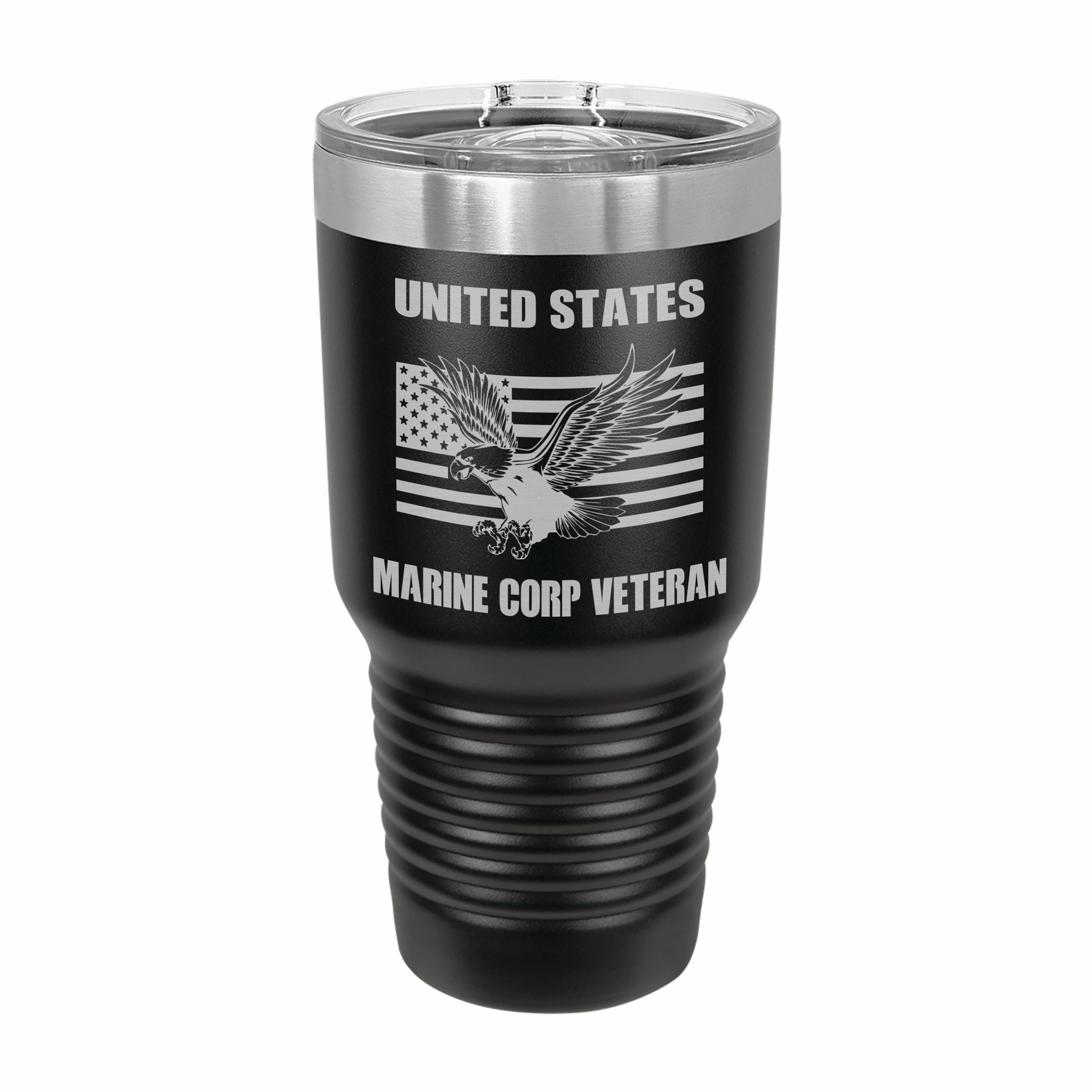 United States Marine Corp Veteran Engraved Stainless Steel Tumbler Travel Mug, Military Gift