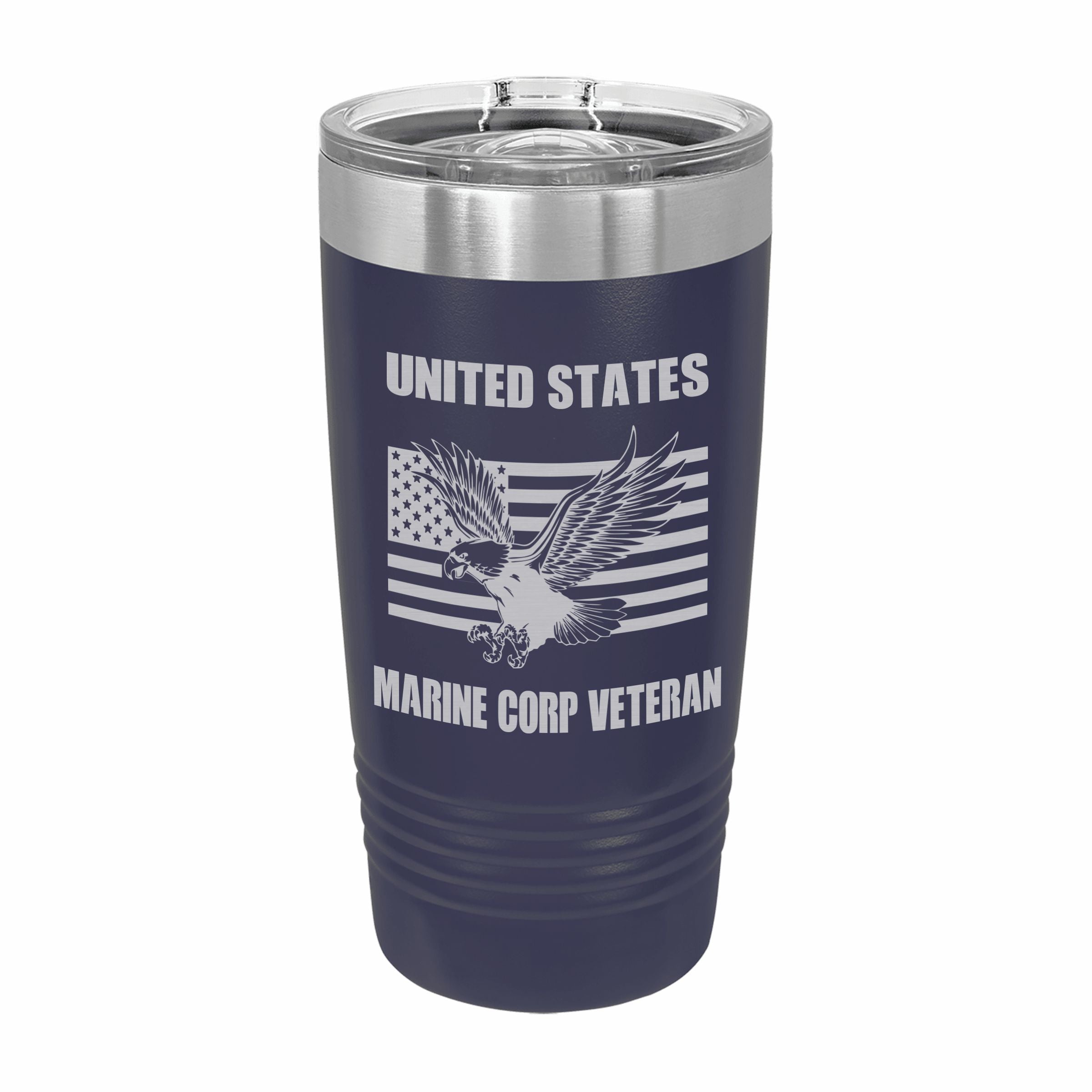 United States Marine Corp Veteran Engraved Stainless Steel Tumbler Travel Mug, Military Gift