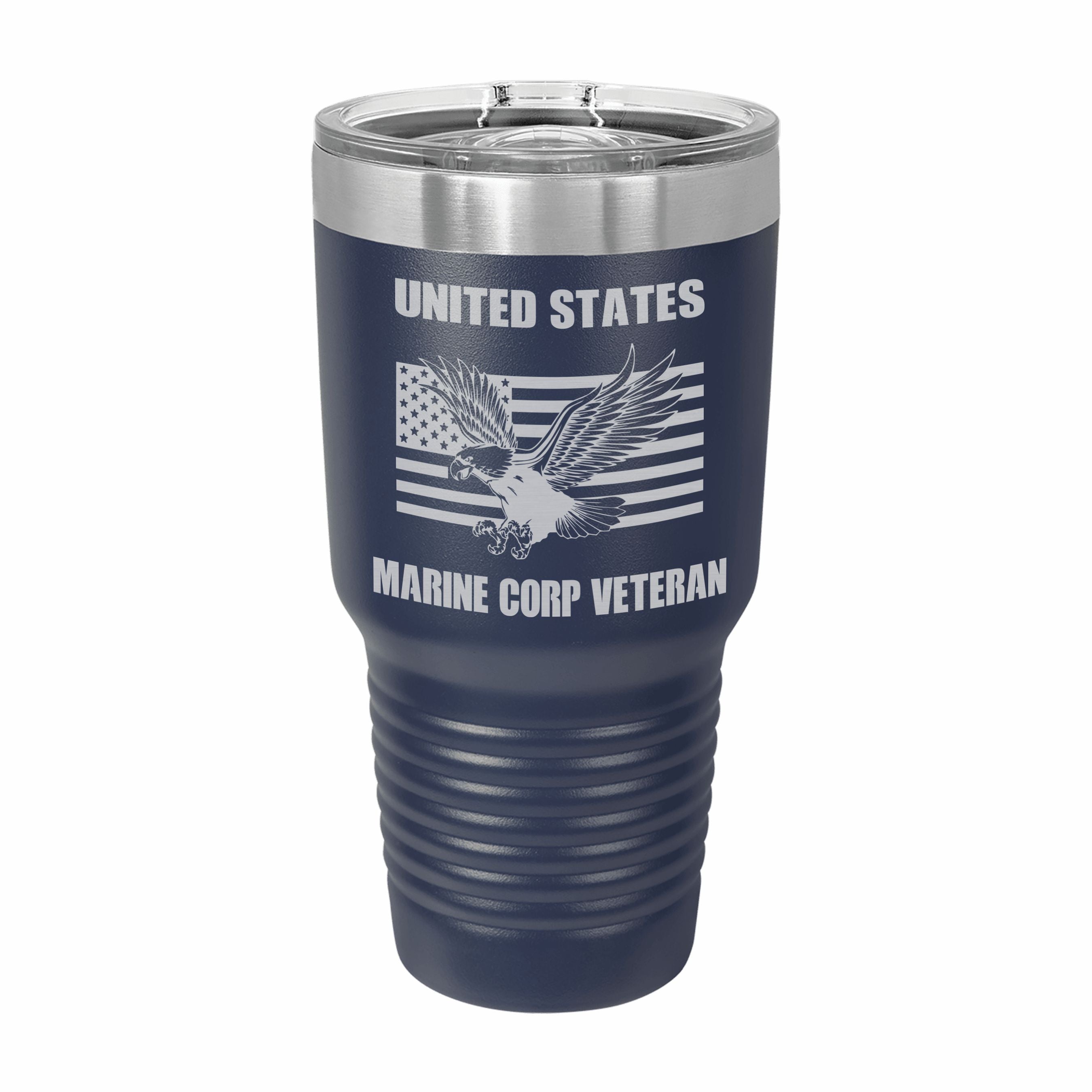 United States Marine Corp Veteran Engraved Stainless Steel Tumbler Travel Mug, Military Gift