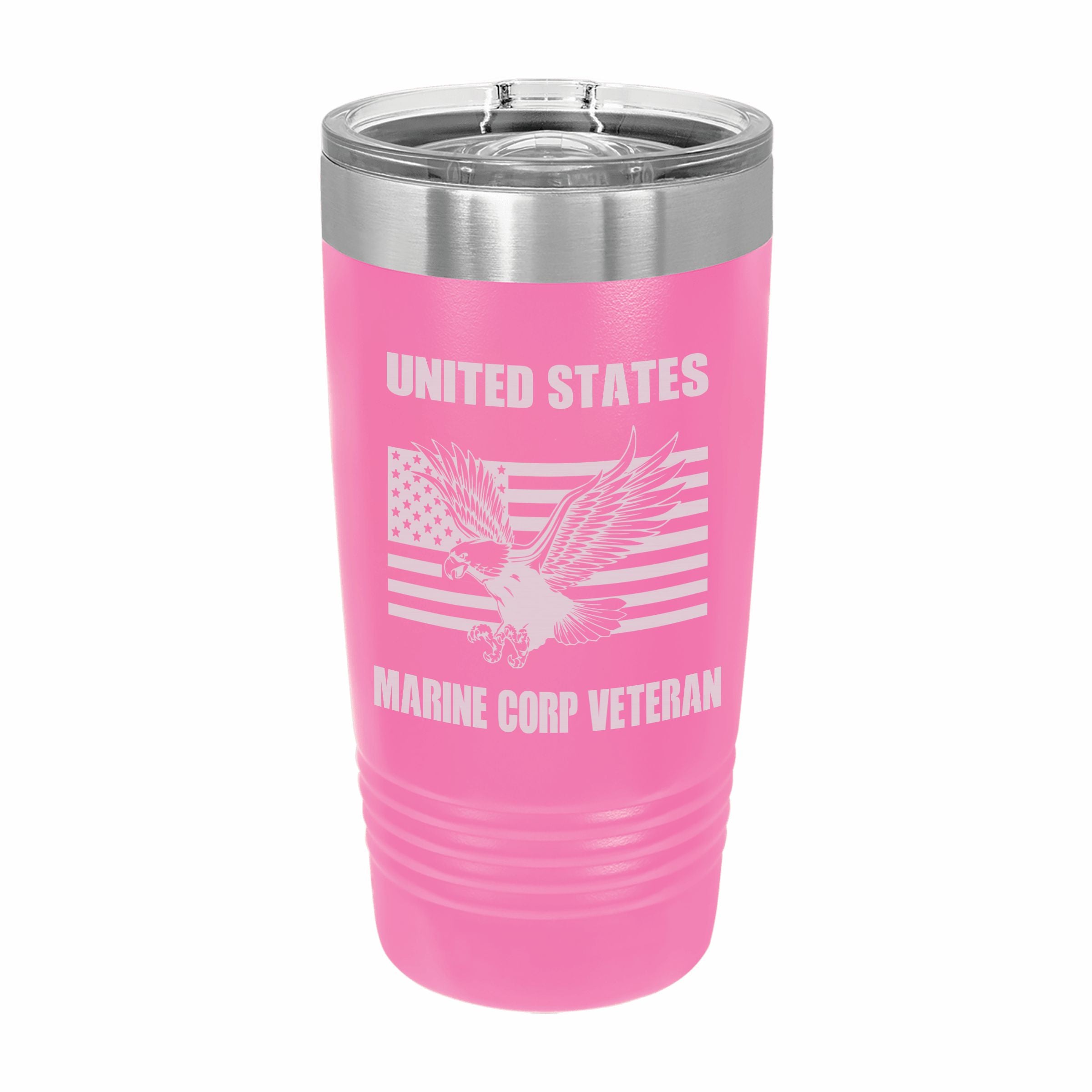 United States Marine Corp Veteran Engraved Stainless Steel Tumbler Travel Mug, Military Gift