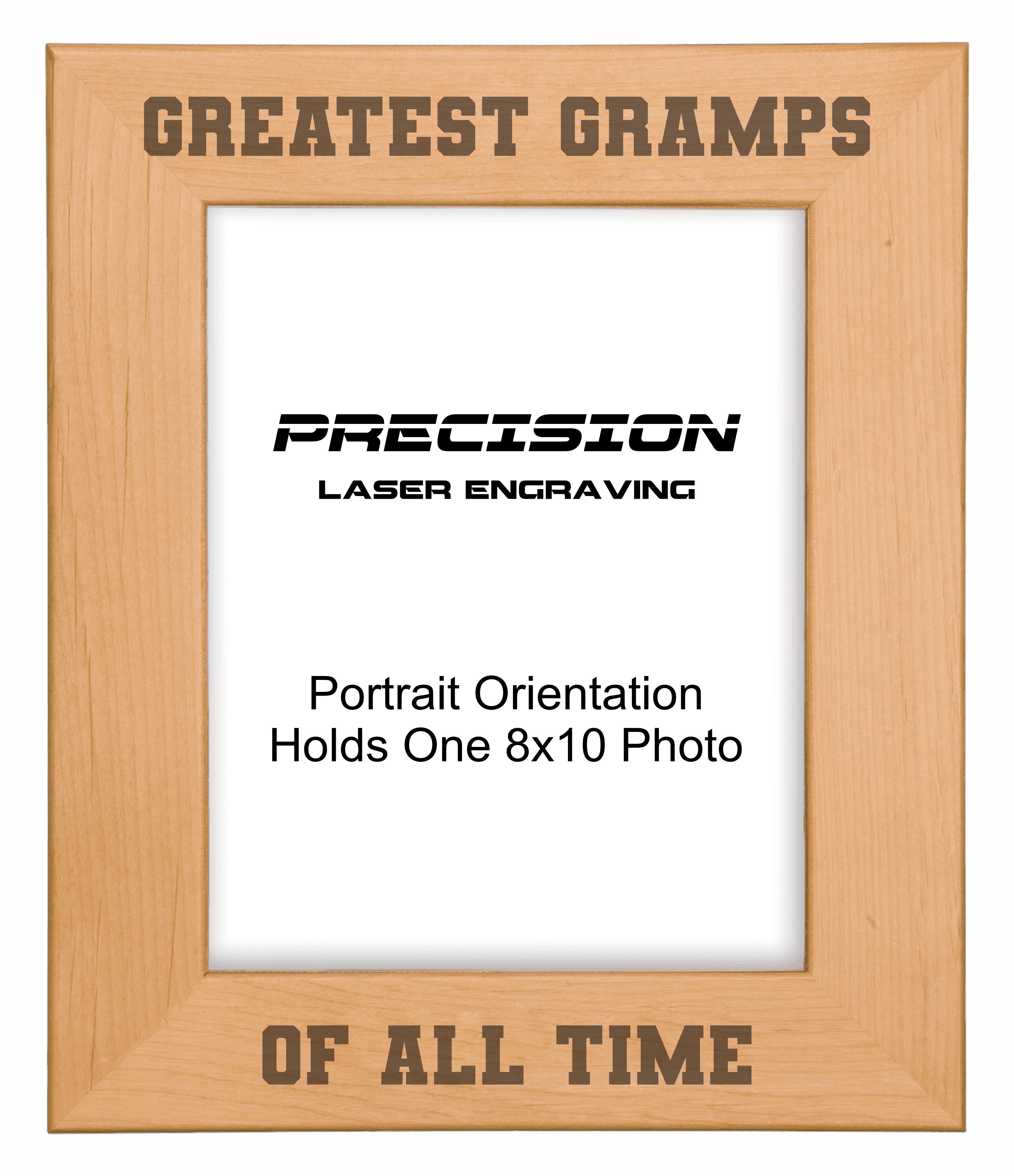 Greatest Gramps of All Time Picture Frame, Engraved Natural Wood Photo Frame, 4x6 5x7 8x10, Gramp Gift