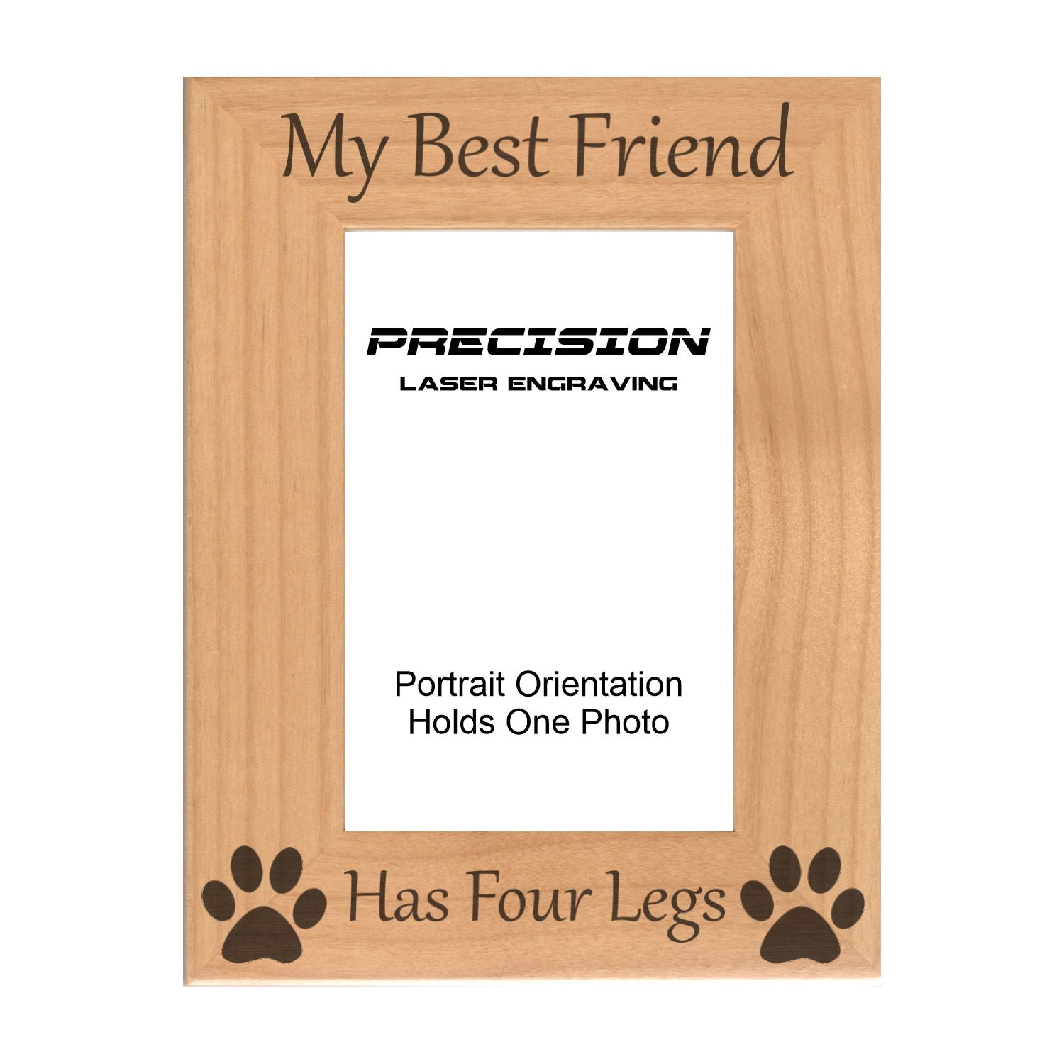 My Best Friend Has Four Legs Picture Frame, Engraved Natural Wood Photo Frame, 4x6 5x7 8x10, Pet Frames