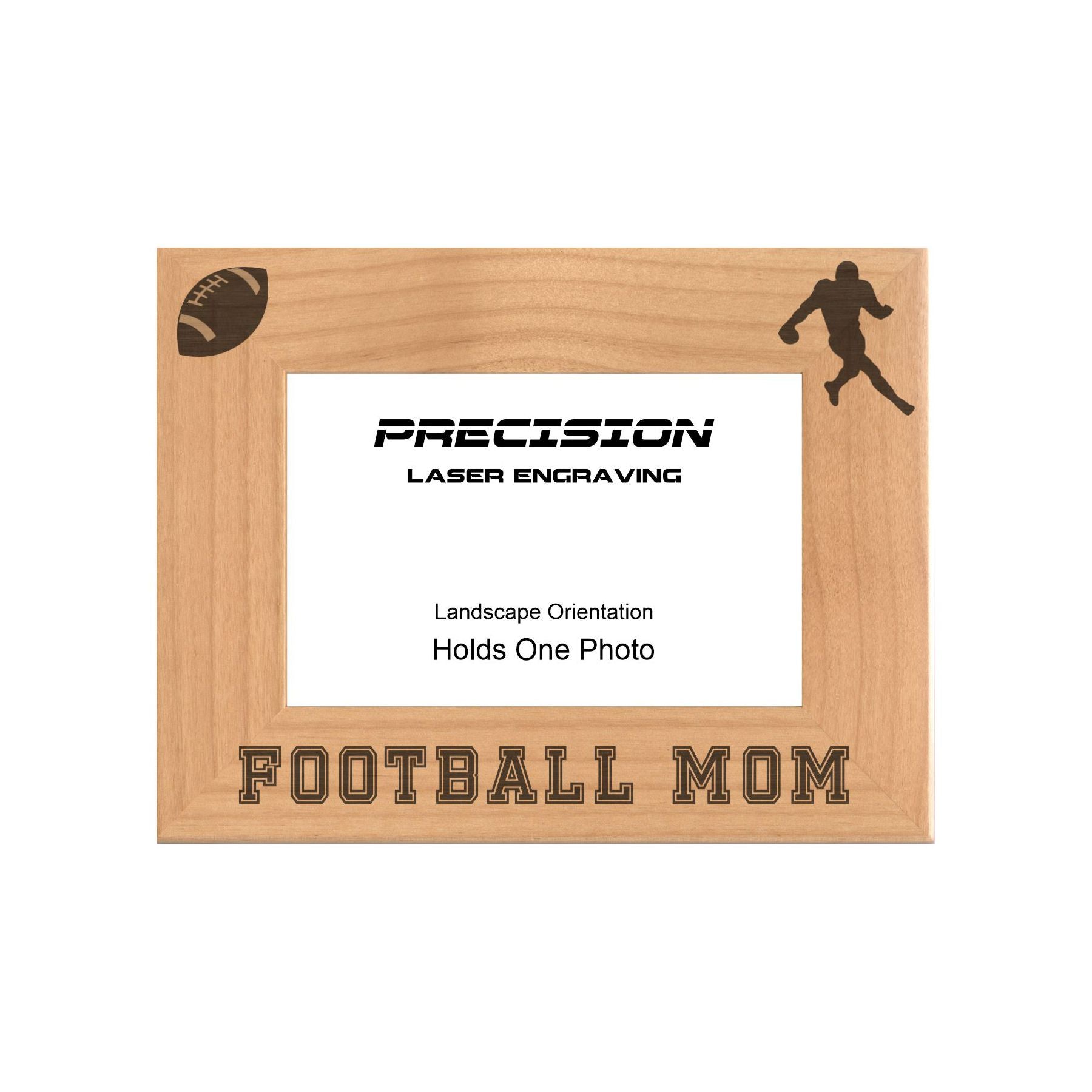 Football Mom Picture Frame, Engraved Natural Wood Photo Frame, 4x6 5x7 8x10, Sports Frames