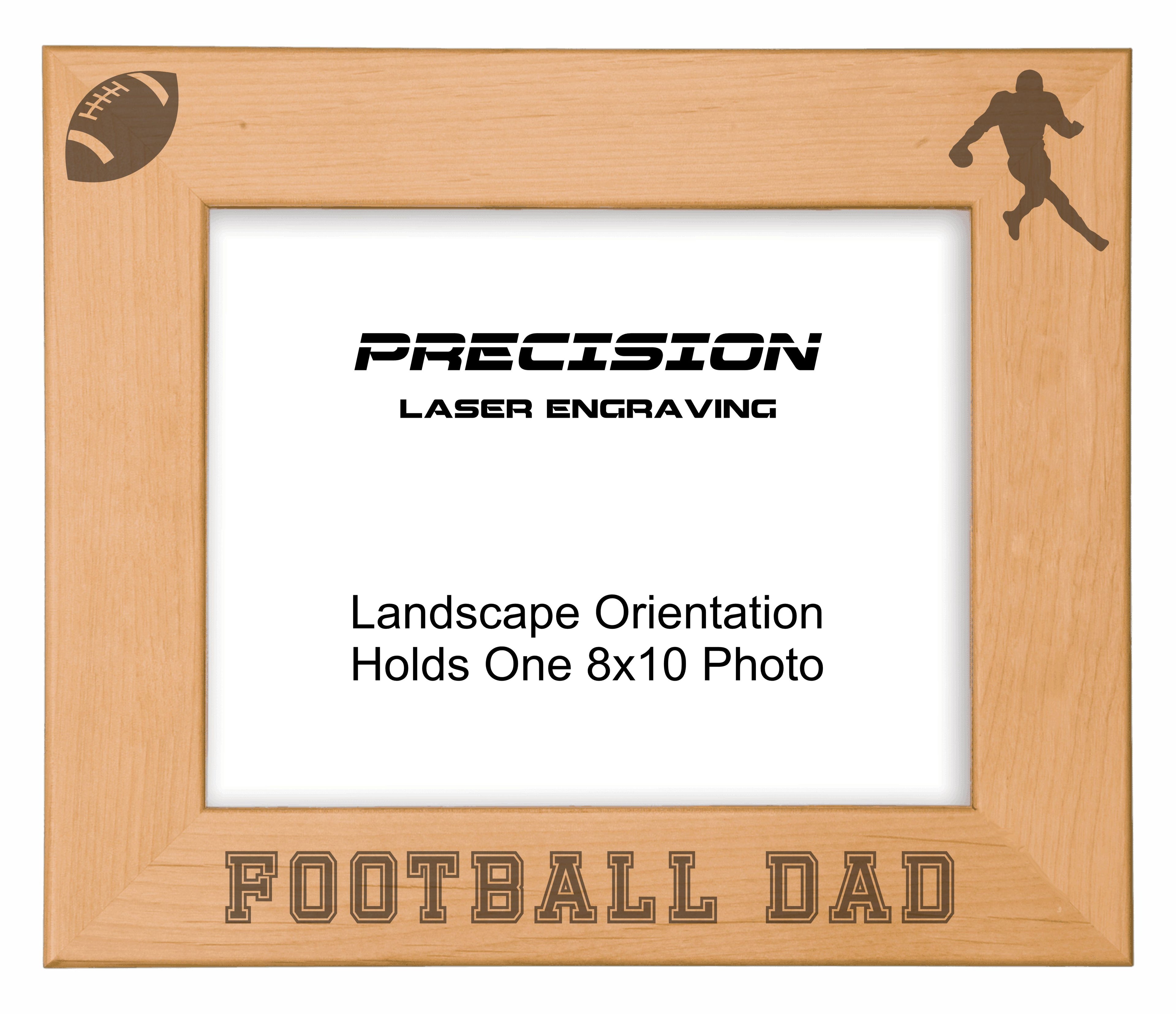 Football Dad Picture Frame, Engraved Natural Wood Photo Frame, 4x6 5x7 8x10, Sports Frames