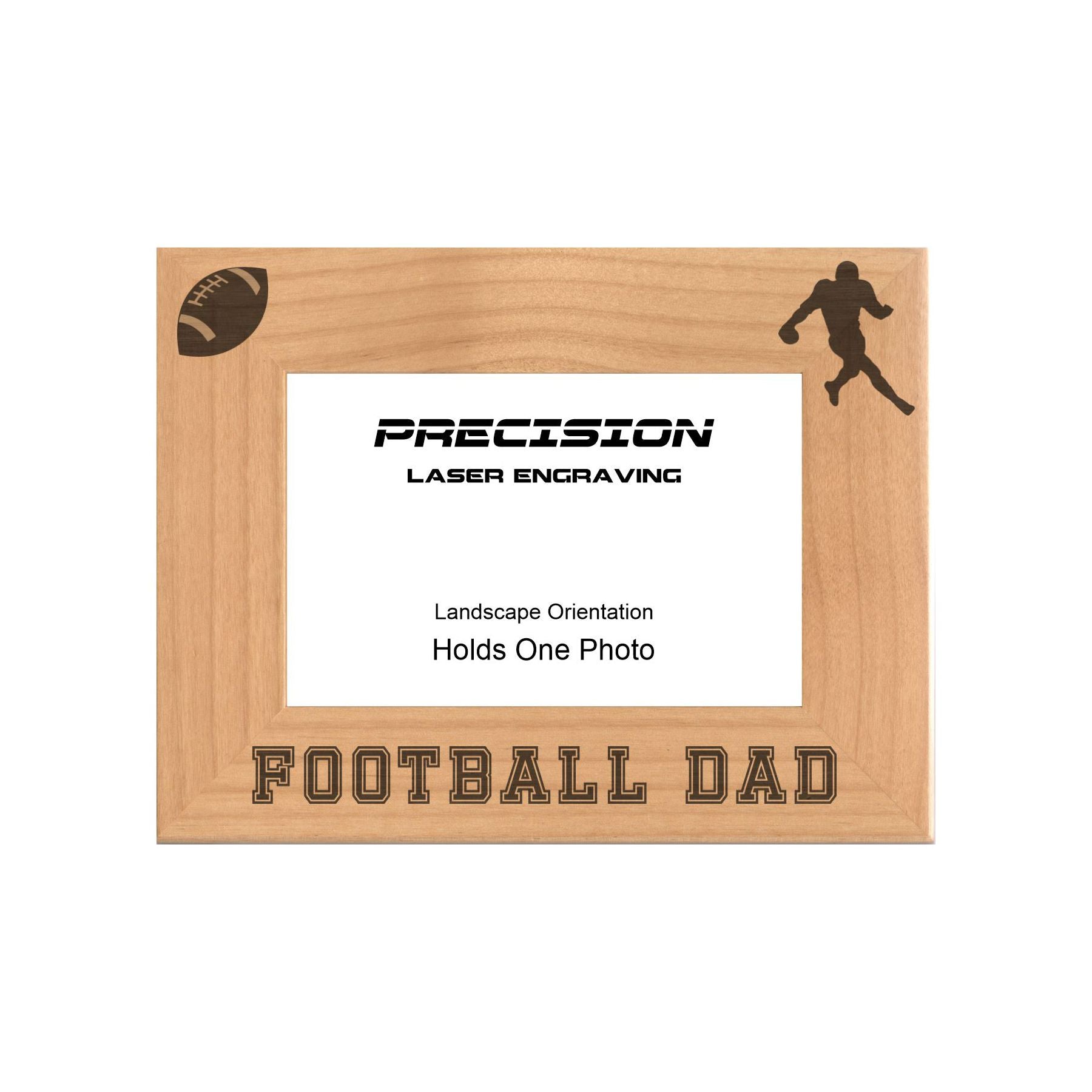 Football Dad Picture Frame, Engraved Natural Wood Photo Frame, 4x6 5x7 8x10, Sports Frames