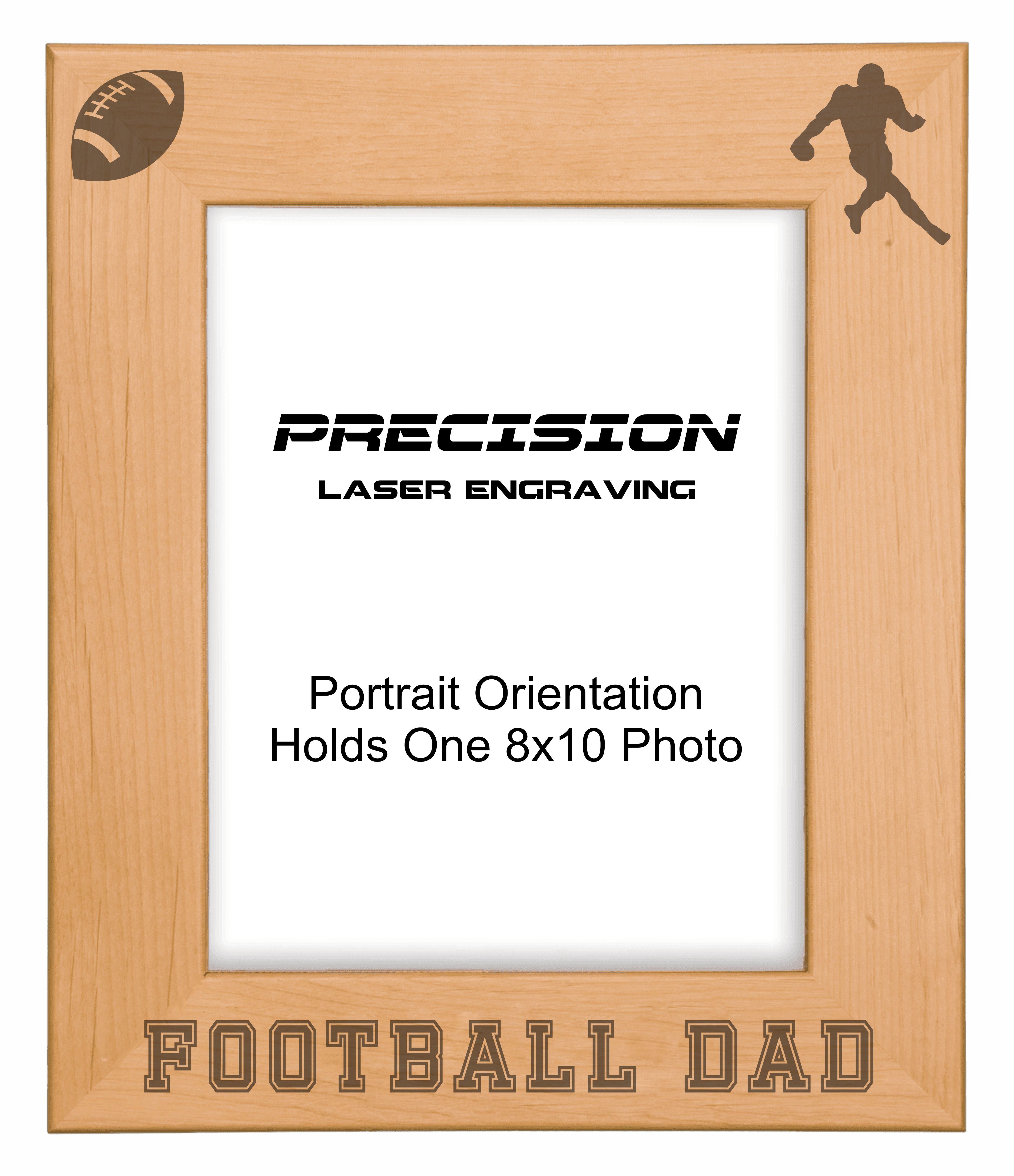Football Dad Picture Frame, Engraved Natural Wood Photo Frame, 4x6 5x7 8x10, Sports Frames