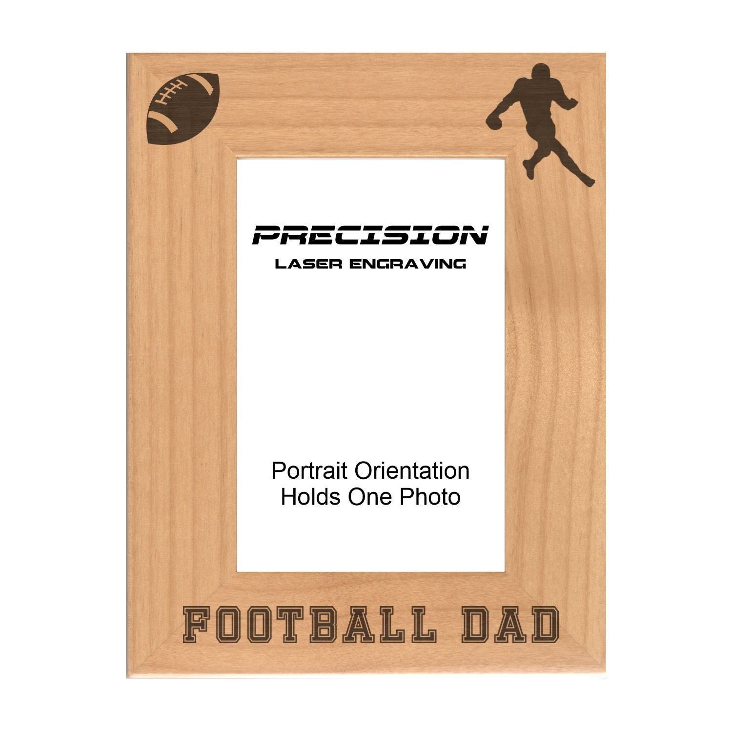 Football Dad Picture Frame, Engraved Natural Wood Photo Frame, 4x6 5x7 8x10, Sports Frames