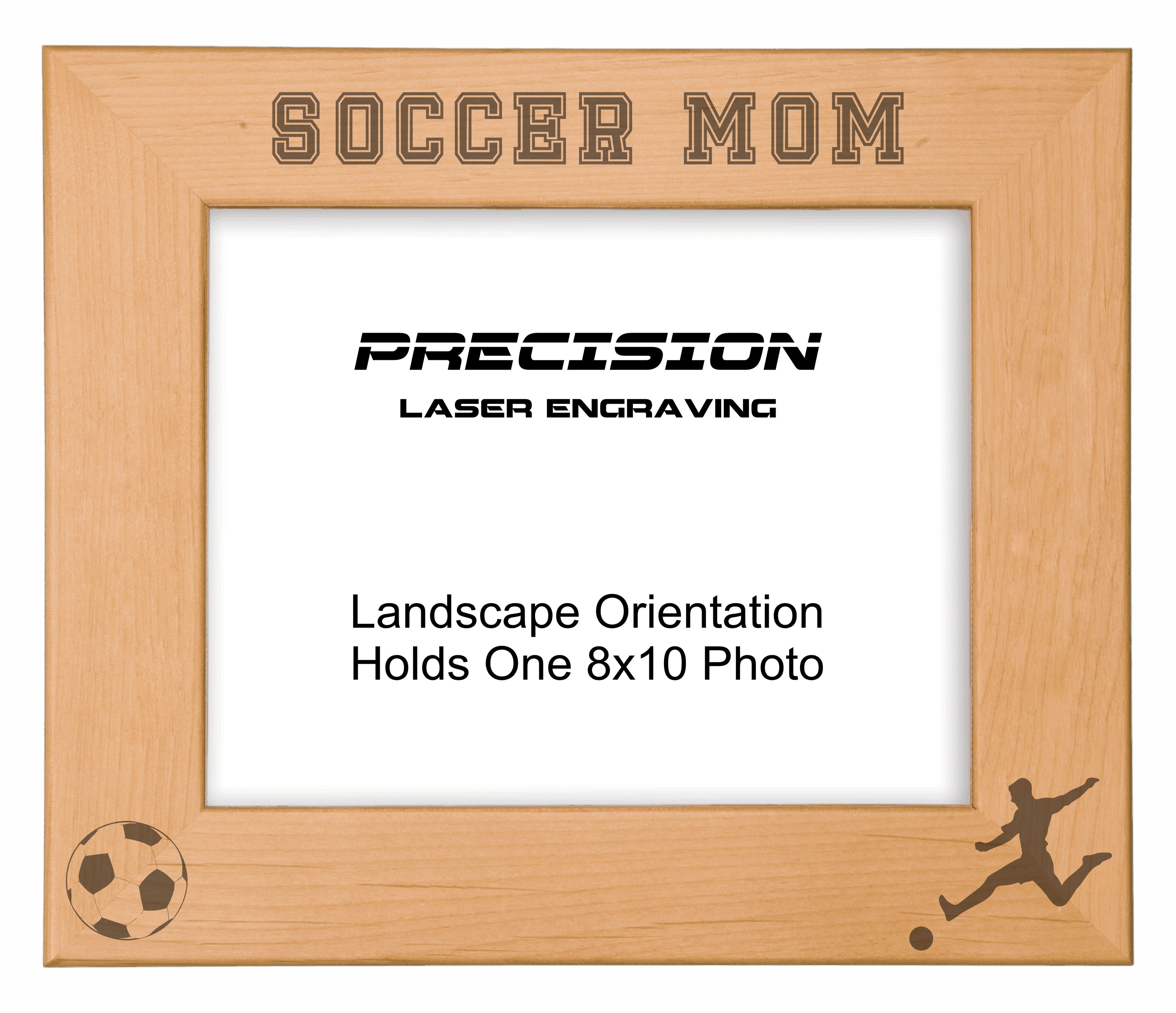Soccer Mom Picture Frame, Engraved Natural Wood Photo Frame, 4x6 5x7 8x10, Sports Frames