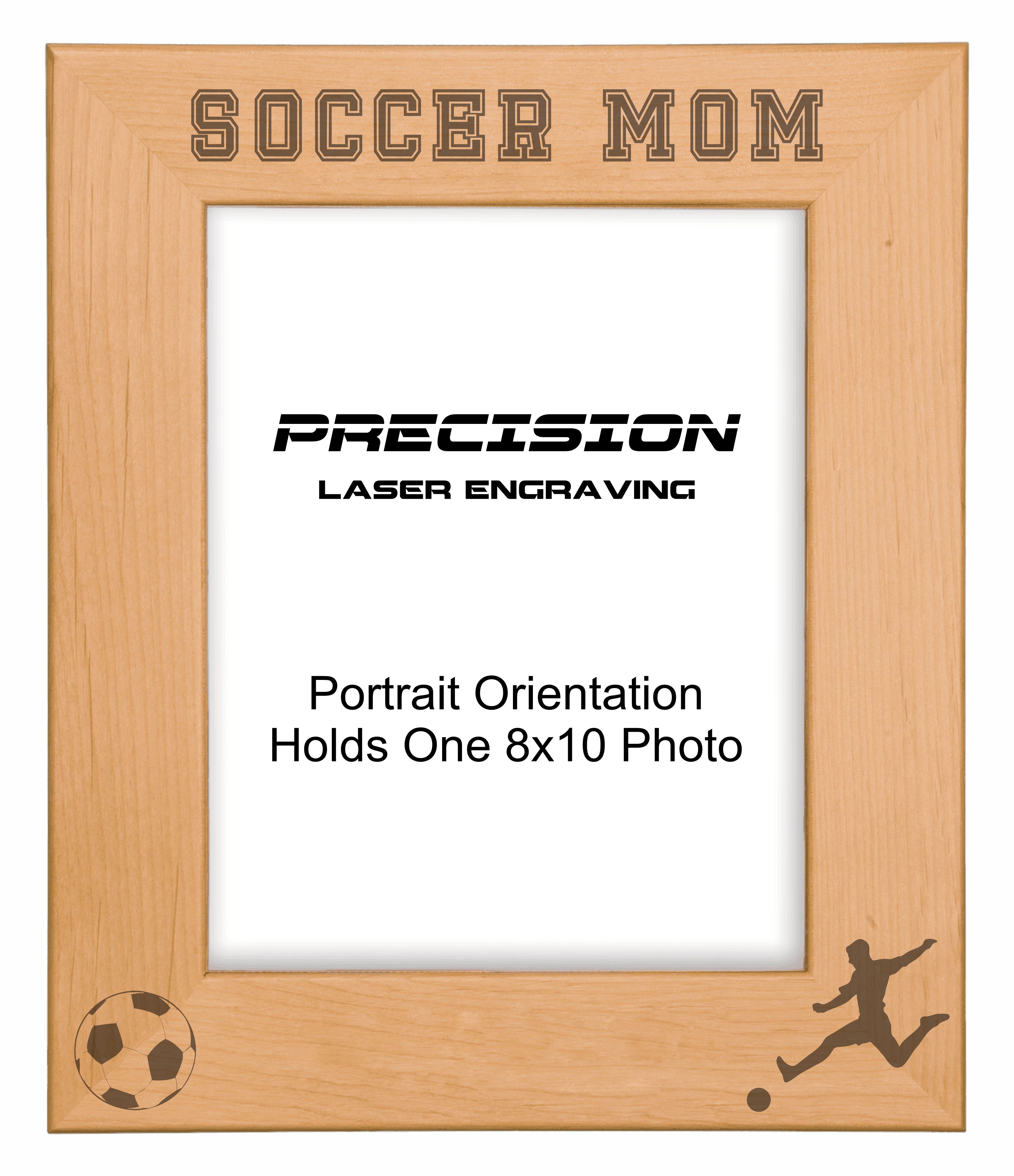 Soccer Mom Picture Frame, Engraved Natural Wood Photo Frame, 4x6 5x7 8x10, Sports Frames