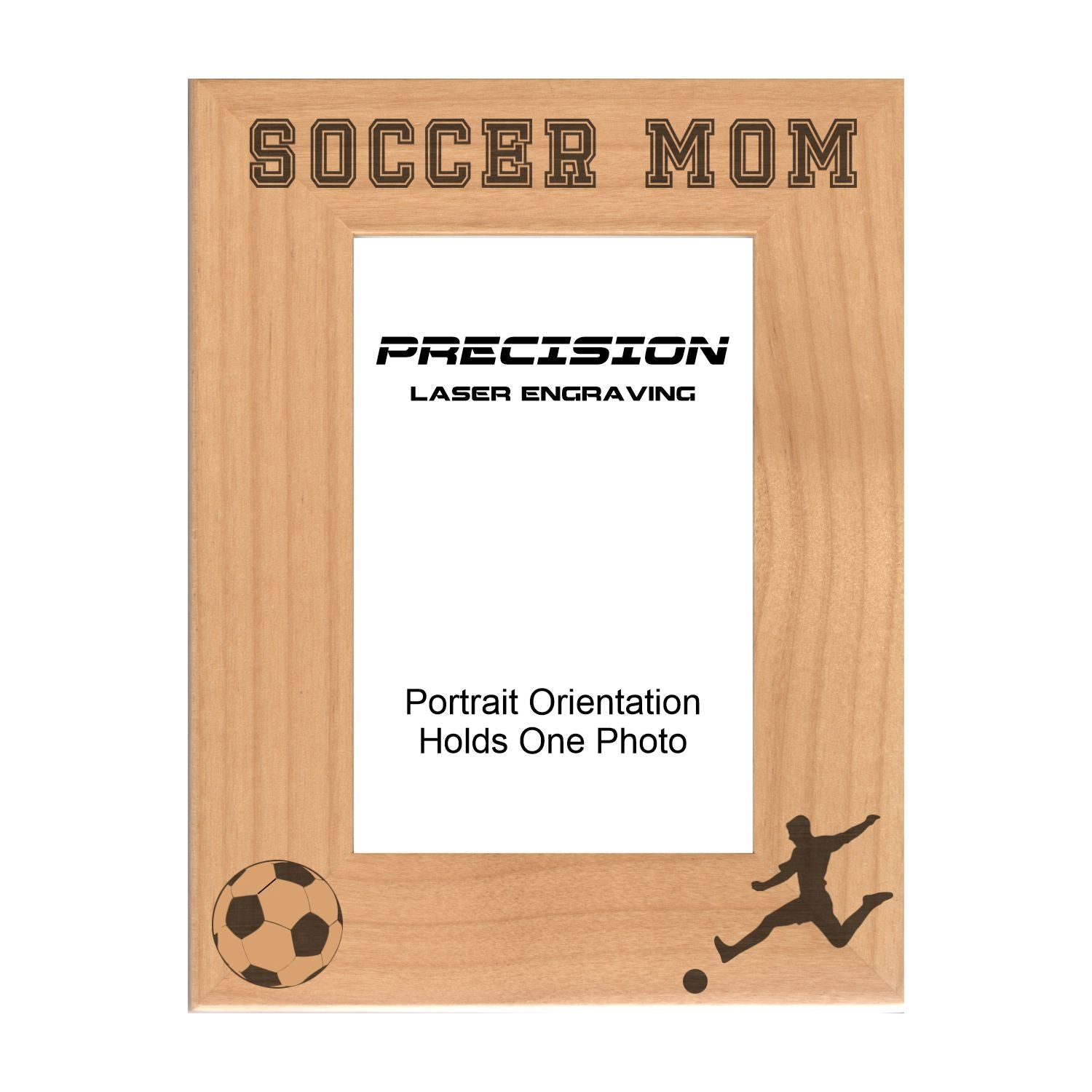 Soccer Mom Picture Frame, Engraved Natural Wood Photo Frame, 4x6 5x7 8x10, Sports Frames