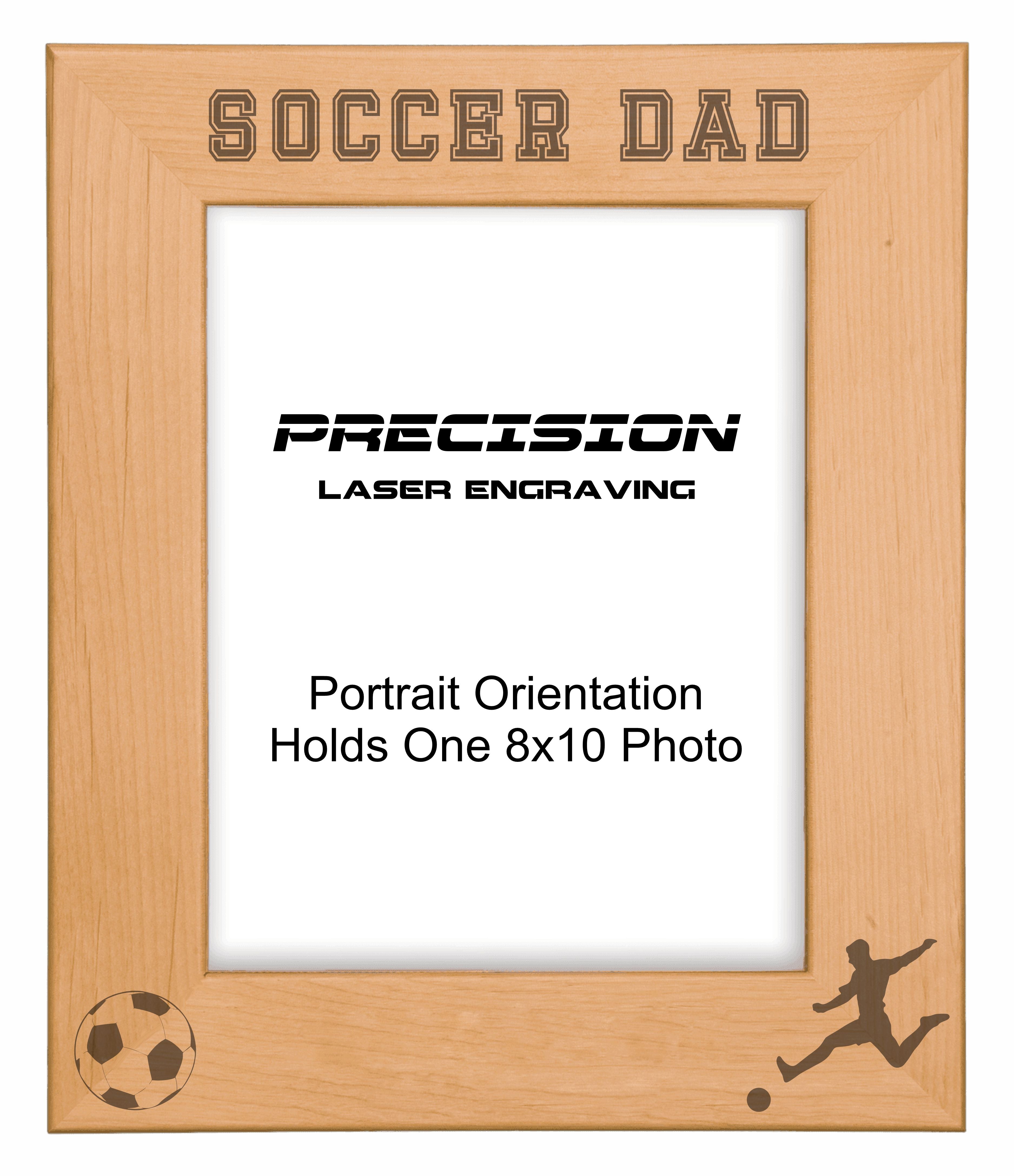 Soccer Dad Picture Frame, Engraved Natural Wood Photo Frame, 4x6 5x7 8x10, Sports Frames