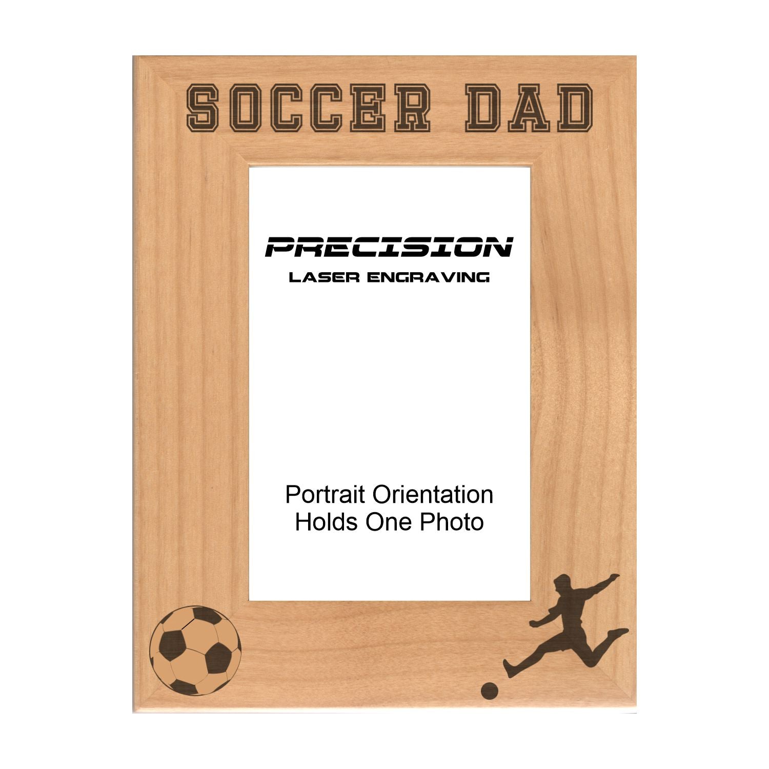 Soccer Dad Picture Frame, Engraved Natural Wood Photo Frame, 4x6 5x7 8x10, Sports Frames