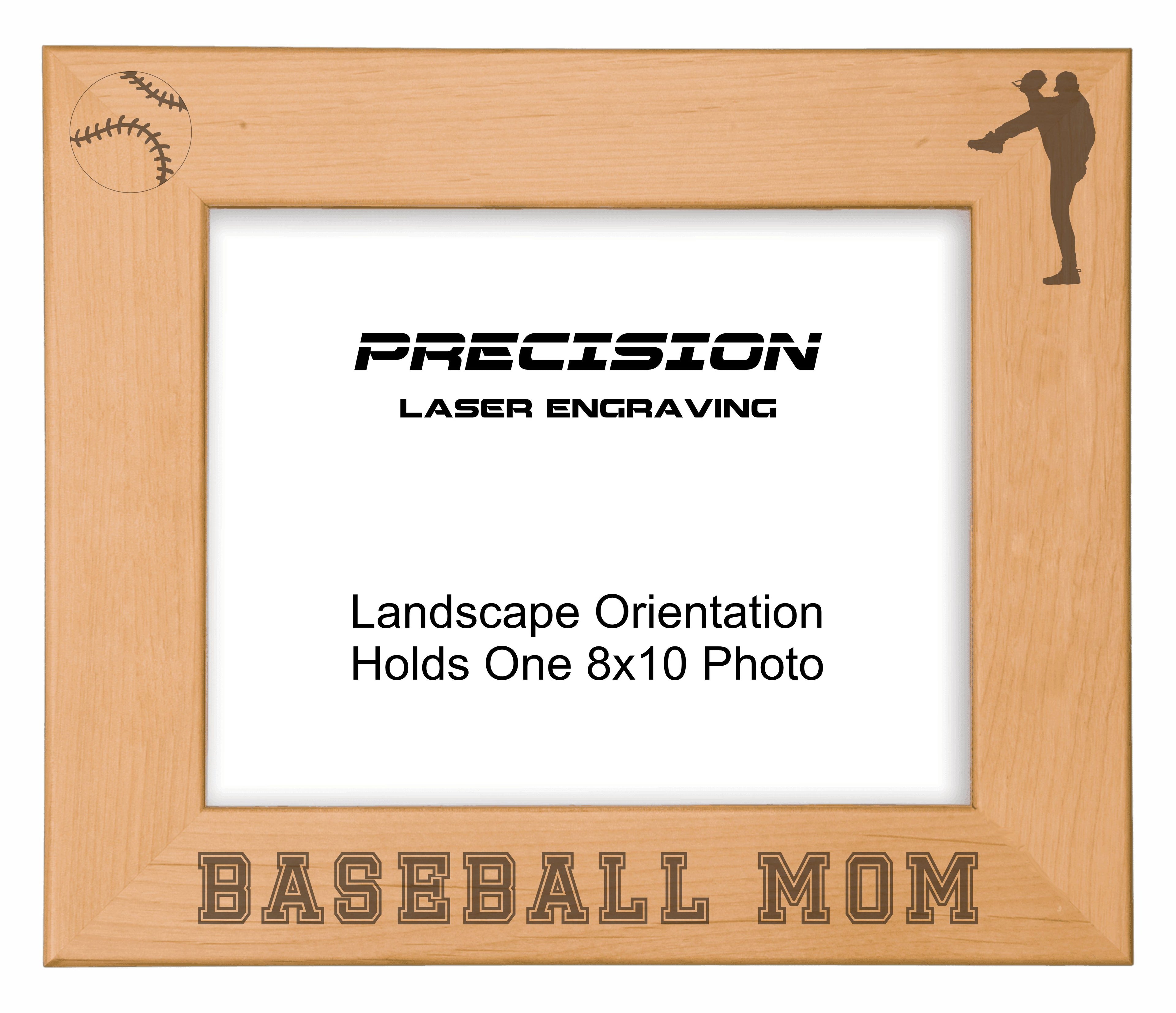Baseball Mom Picture Frame, Engraved Natural Wood Photo Frame, 4x6 5x7 8x10, Sports Frames