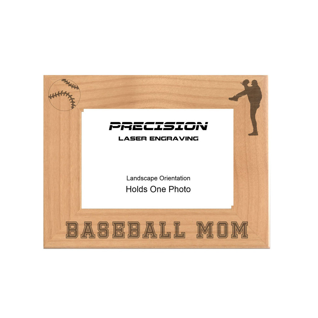 Baseball Mom Picture Frame, Engraved Natural Wood Photo Frame, 4x6 5x7 8x10, Sports Frames