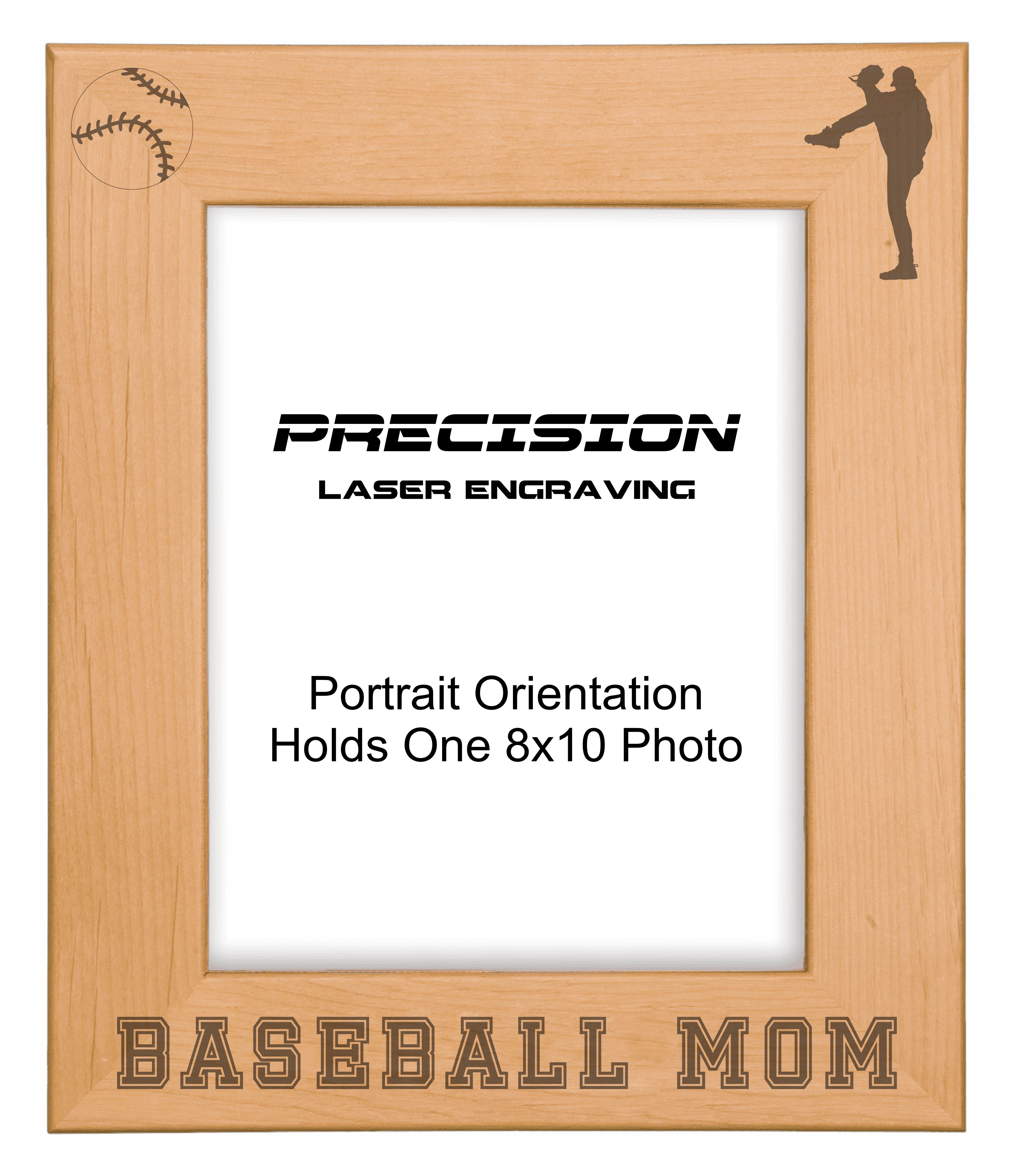 Baseball Mom Picture Frame, Engraved Natural Wood Photo Frame, 4x6 5x7 8x10, Sports Frames