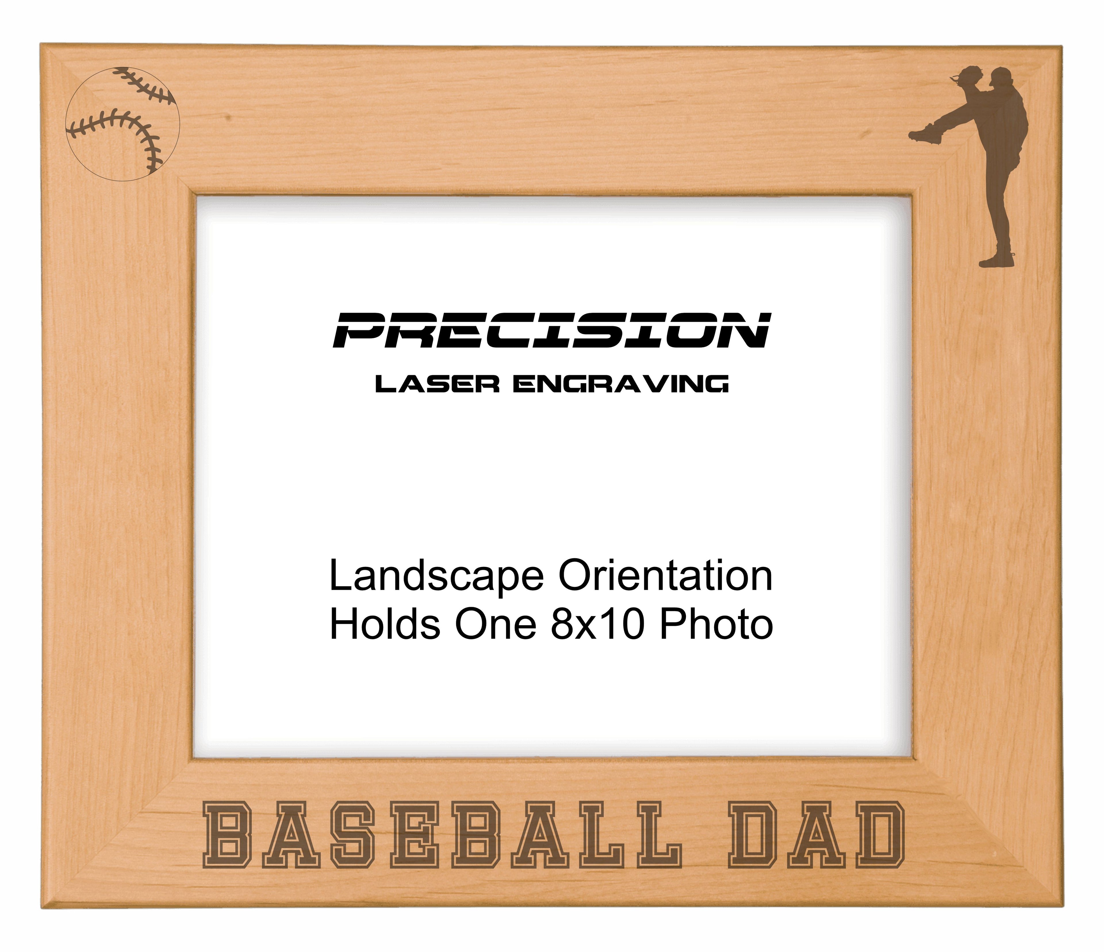 Baseball Dad Picture Frame, Engraved Natural Wood Photo Frame, 4x6 5x7 8x10, Sports Frames