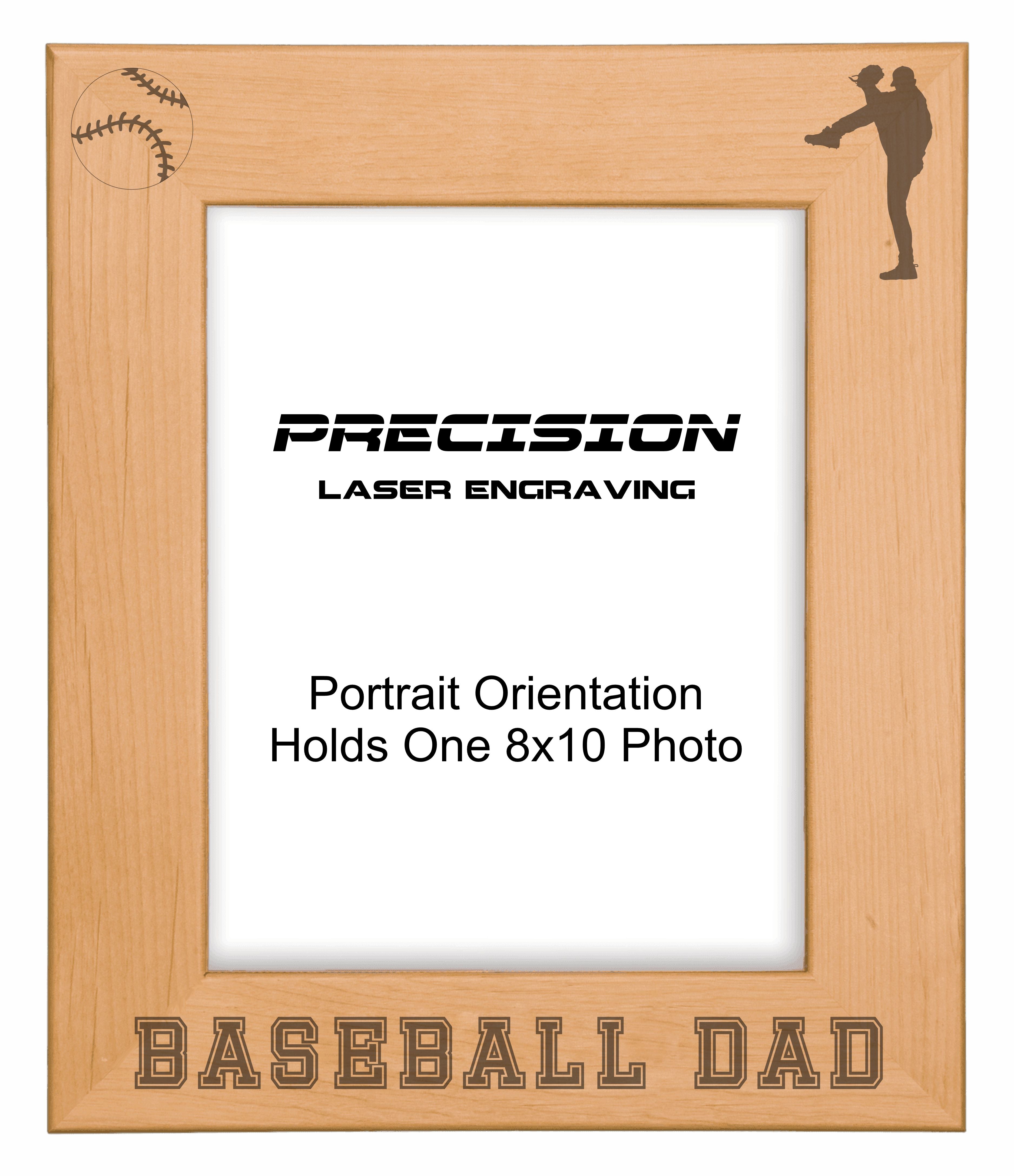 Baseball Dad Picture Frame, Engraved Natural Wood Photo Frame, 4x6 5x7 8x10, Sports Frames