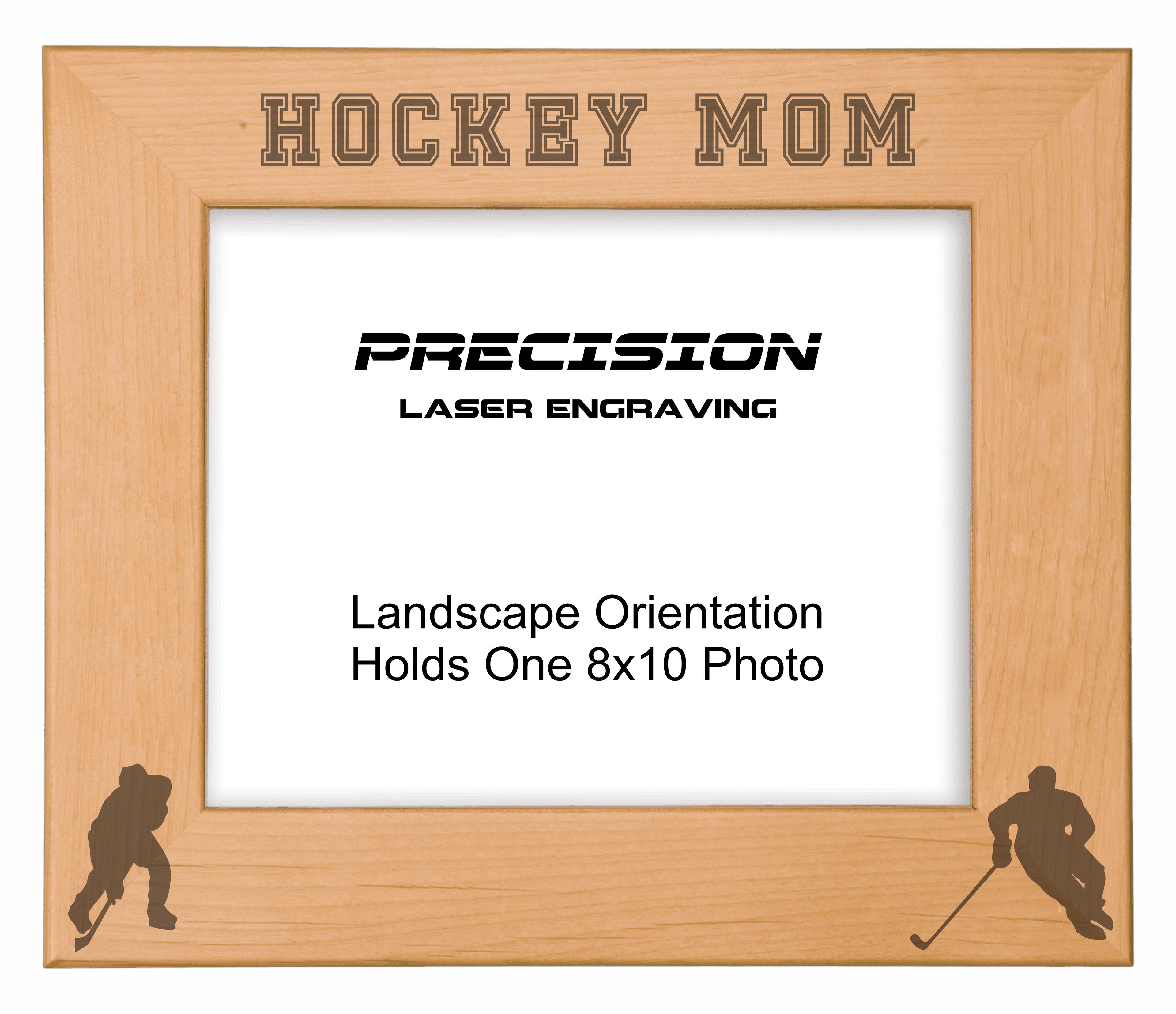 Hockey Mom Picture Frame, Engraved Natural Wood Photo Frame, 4x6 5x7 8x10, Sports Frames