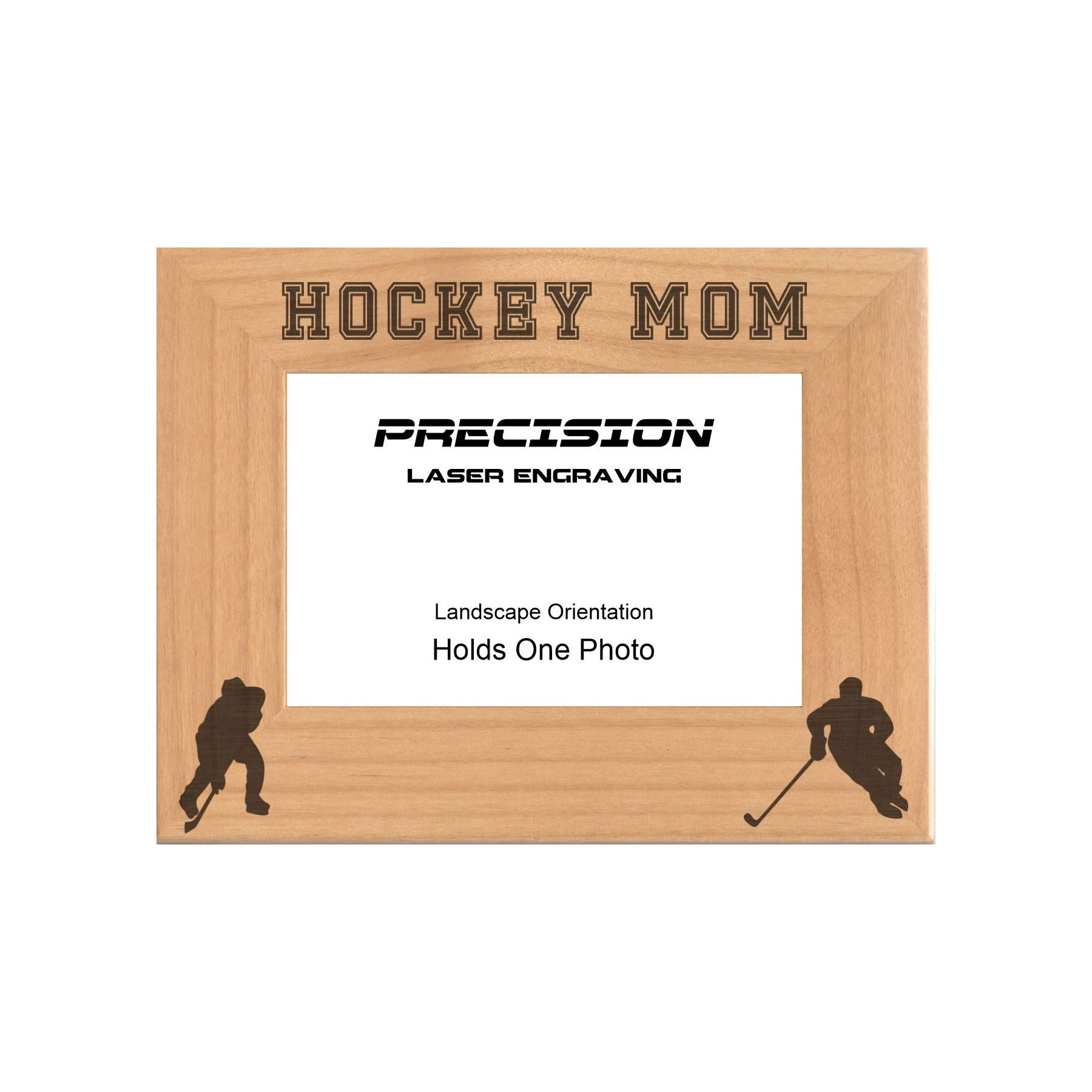Hockey Mom Picture Frame, Engraved Natural Wood Photo Frame, 4x6 5x7 8x10, Sports Frames
