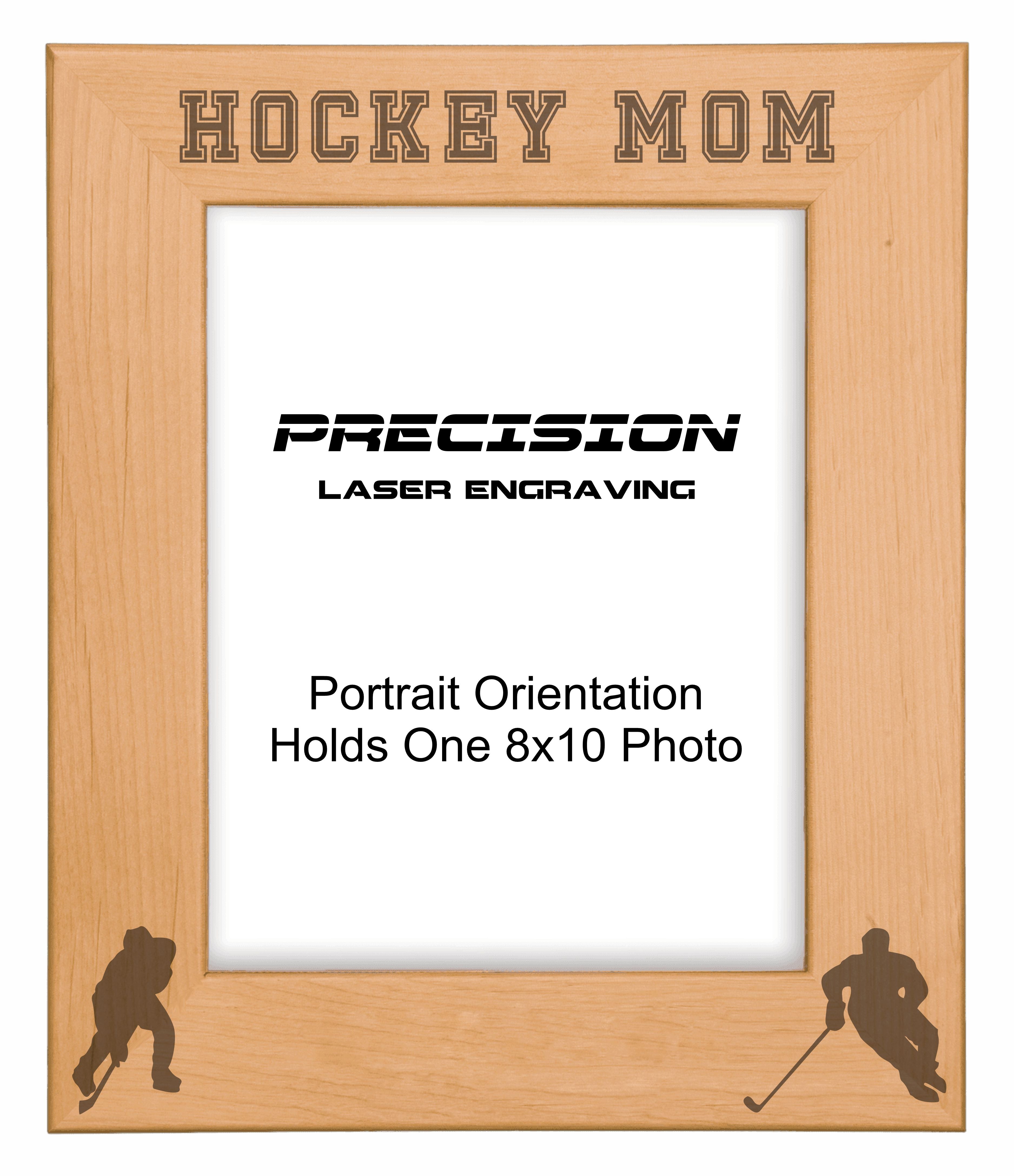 Hockey Mom Picture Frame, Engraved Natural Wood Photo Frame, 4x6 5x7 8x10, Sports Frames