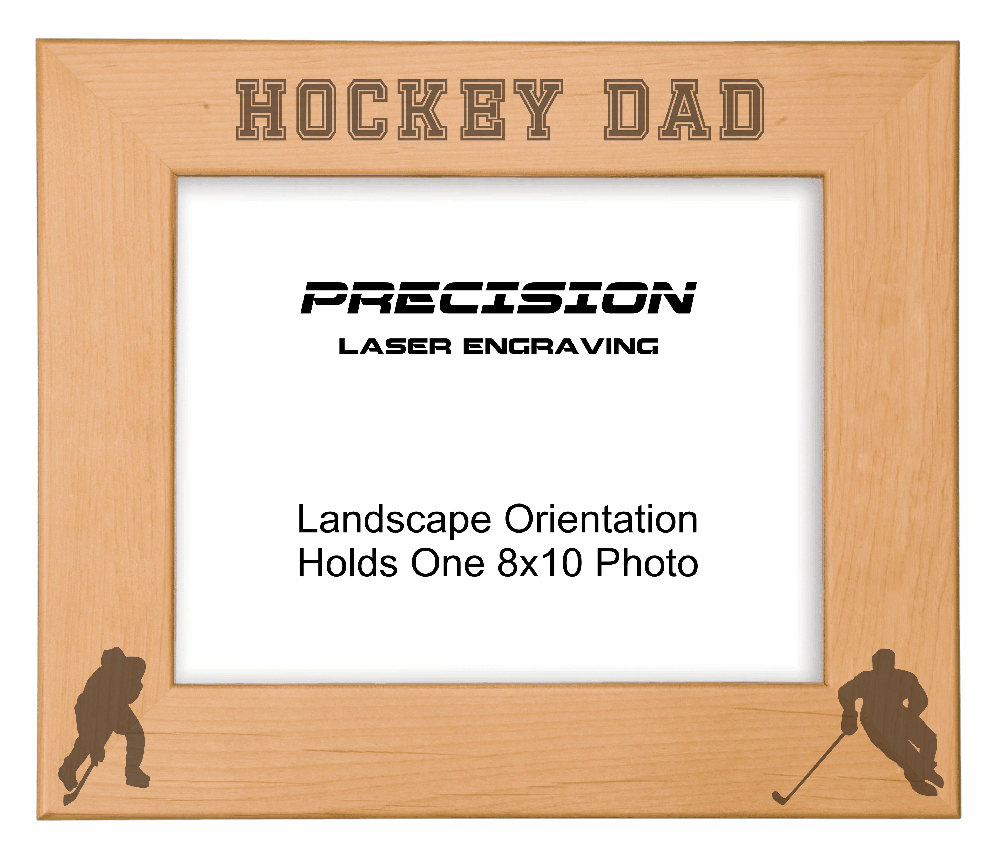 Hockey Dad Picture Frame, Engraved Natural Wood Photo Frame, 4x6 5x7 8x10, Sports Frames