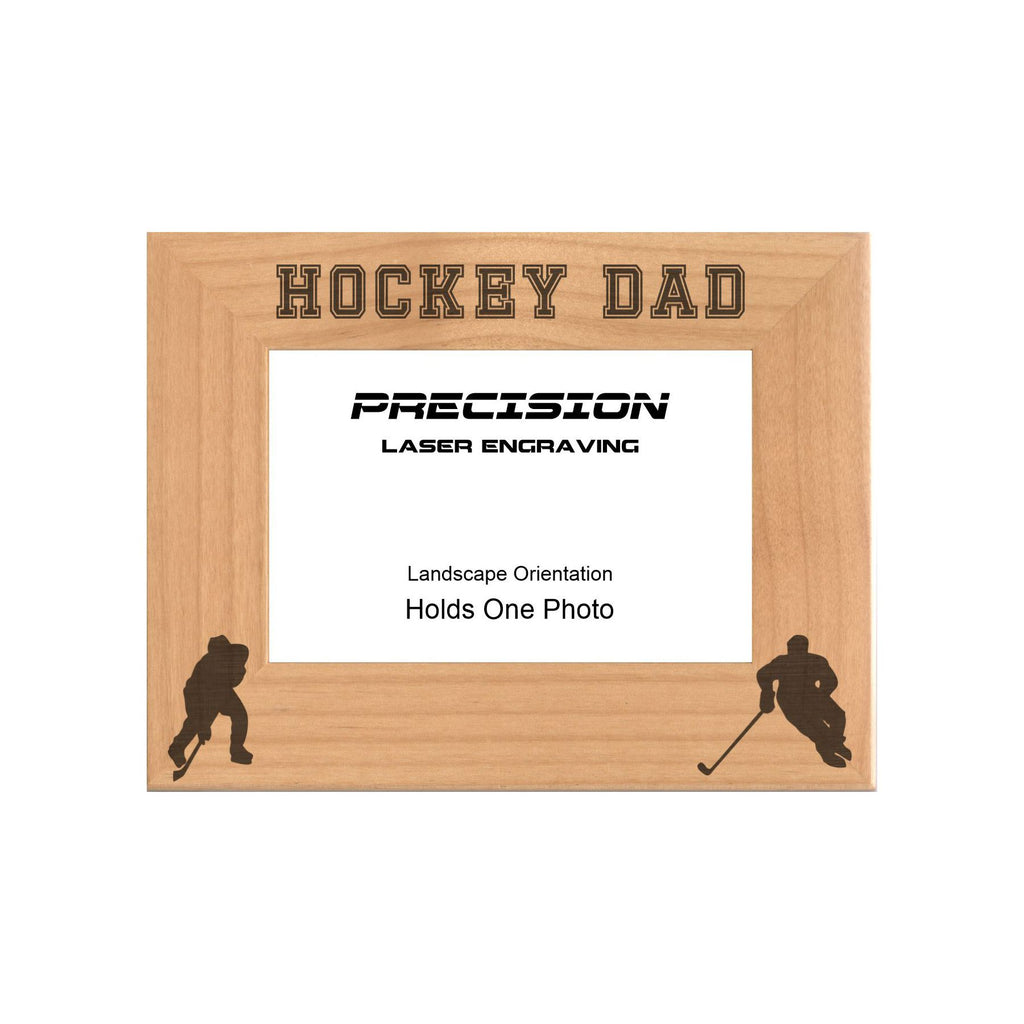 Hockey Dad Picture Frame, Engraved Natural Wood Photo Frame, 4x6 5x7 8x10, Sports Frames