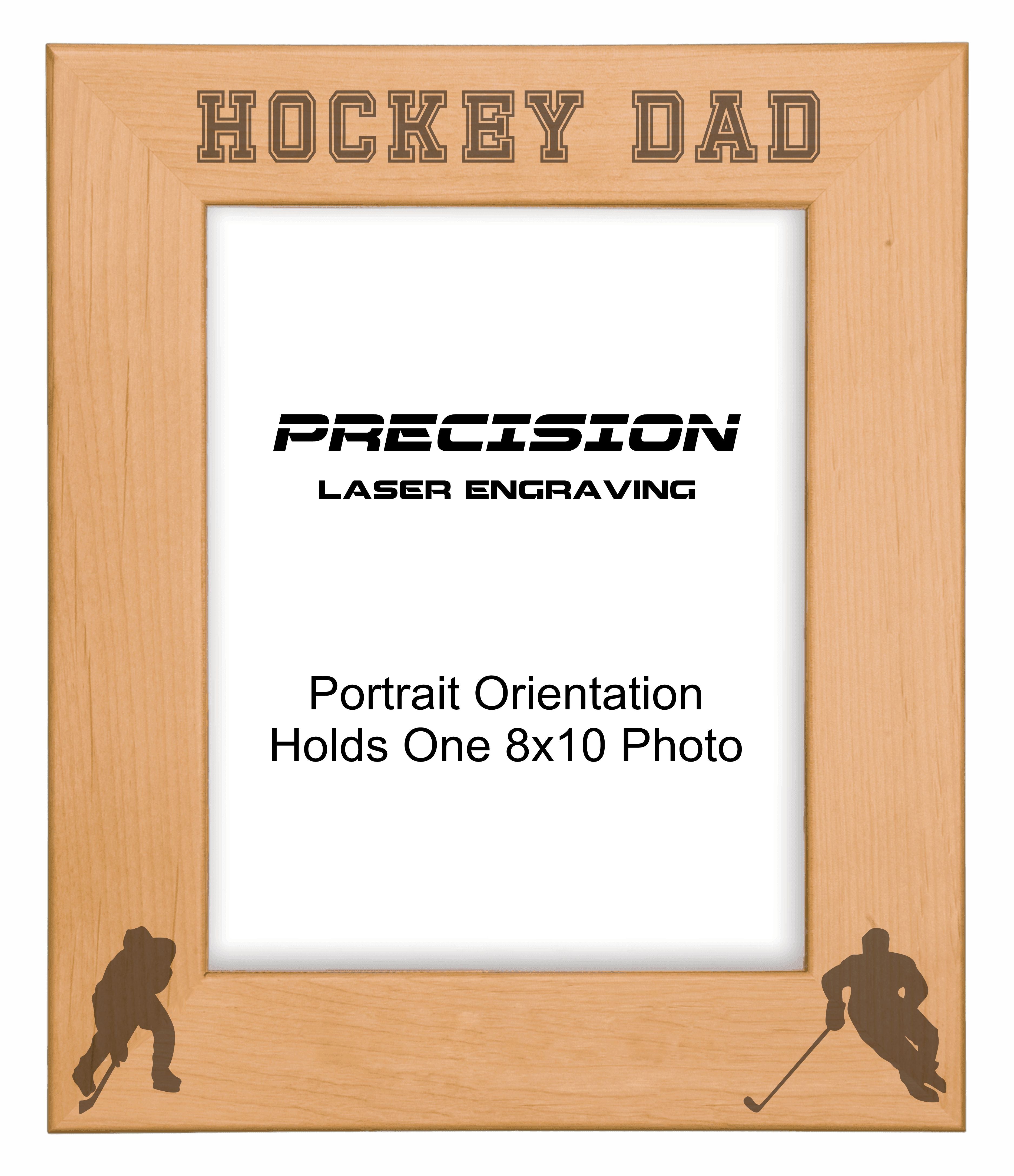 Hockey Dad Picture Frame, Engraved Natural Wood Photo Frame, 4x6 5x7 8x10, Sports Frames