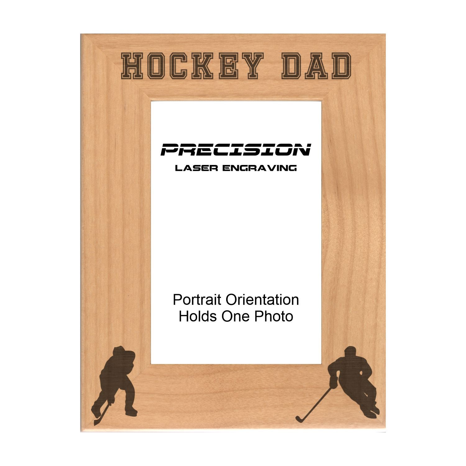 Hockey Dad Picture Frame, Engraved Natural Wood Photo Frame, 4x6 5x7 8x10, Sports Frames