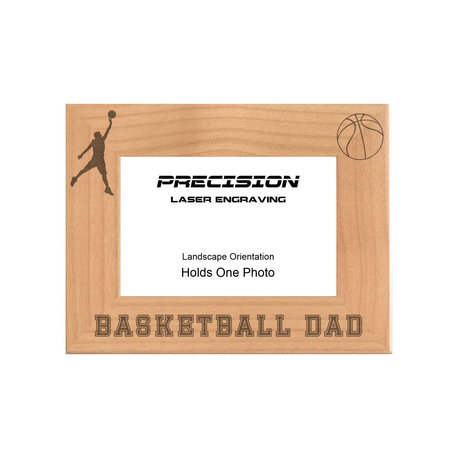 Basketball Dad Picture Frame, Engraved Natural Wood Photo Frame, 4x6 5x7 8x10, Sports Frames