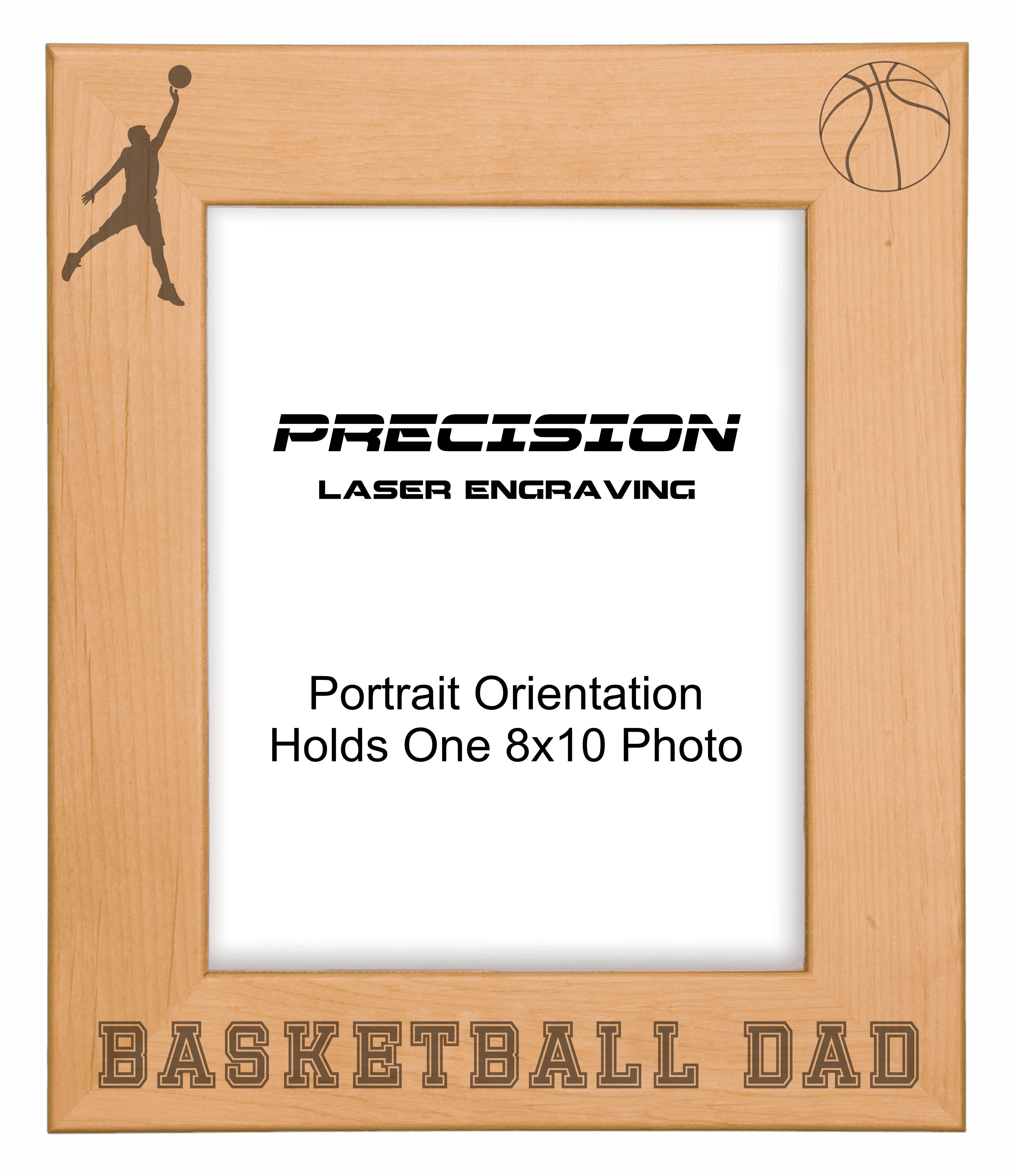 Basketball Dad Picture Frame, Engraved Natural Wood Photo Frame, 4x6 5x7 8x10, Sports Frames