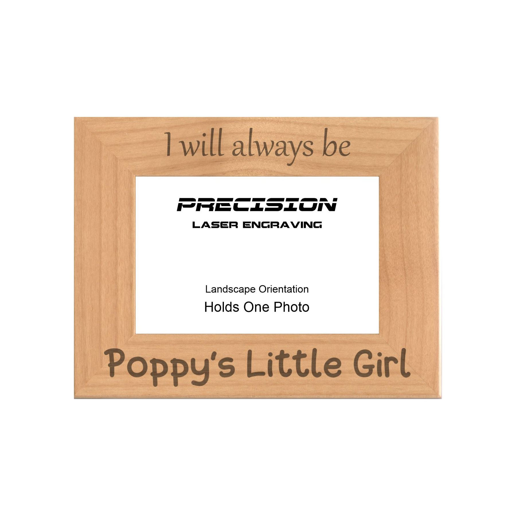 Always be Poppy's Little Girl Picture Frame, Engraved Natural Wood Photo Frame, 4x6 5x7 8x10, Poppy Gift
