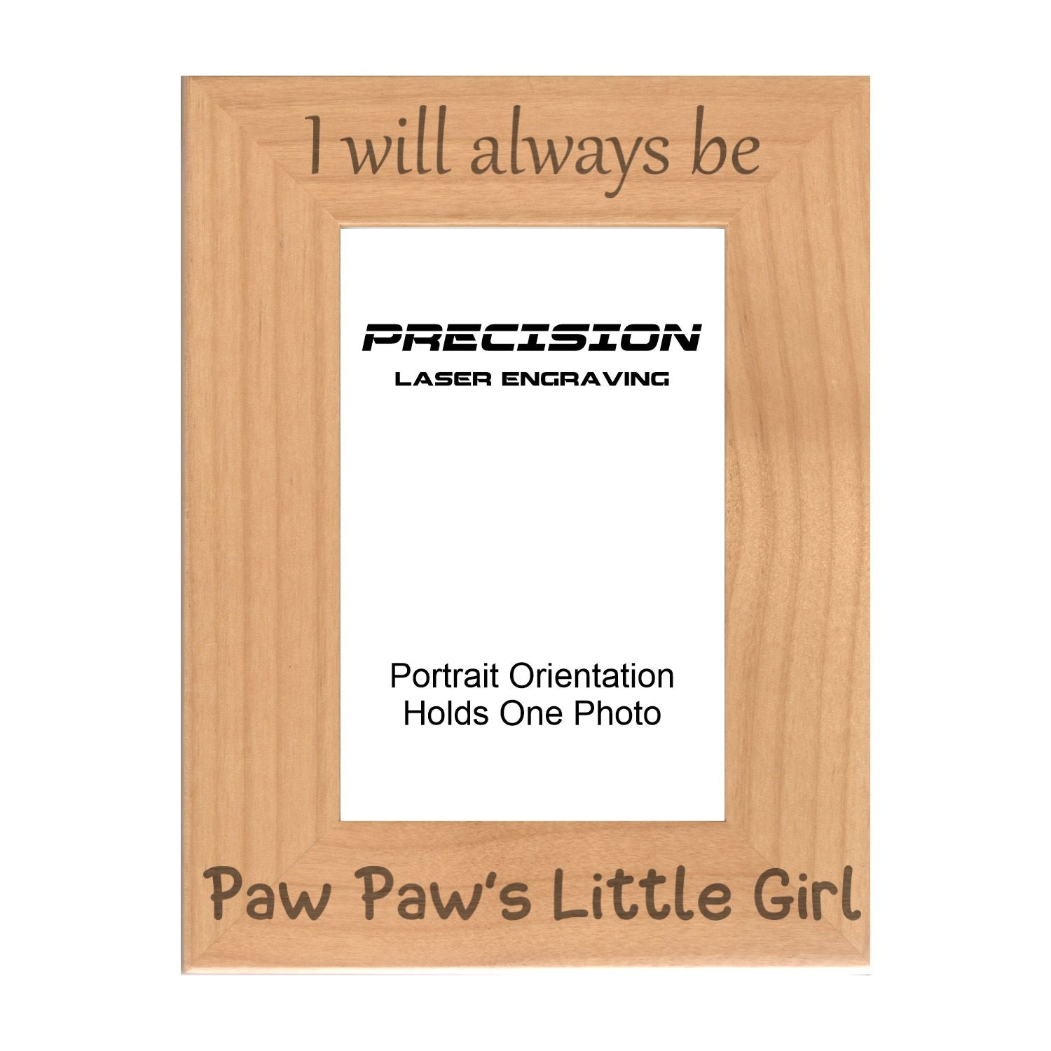 Always be Paw Paw's Little Girl Picture Frame, Engraved Natural Wood Photo Frame, 4x6 5x7 8x10, PawPaw Gift