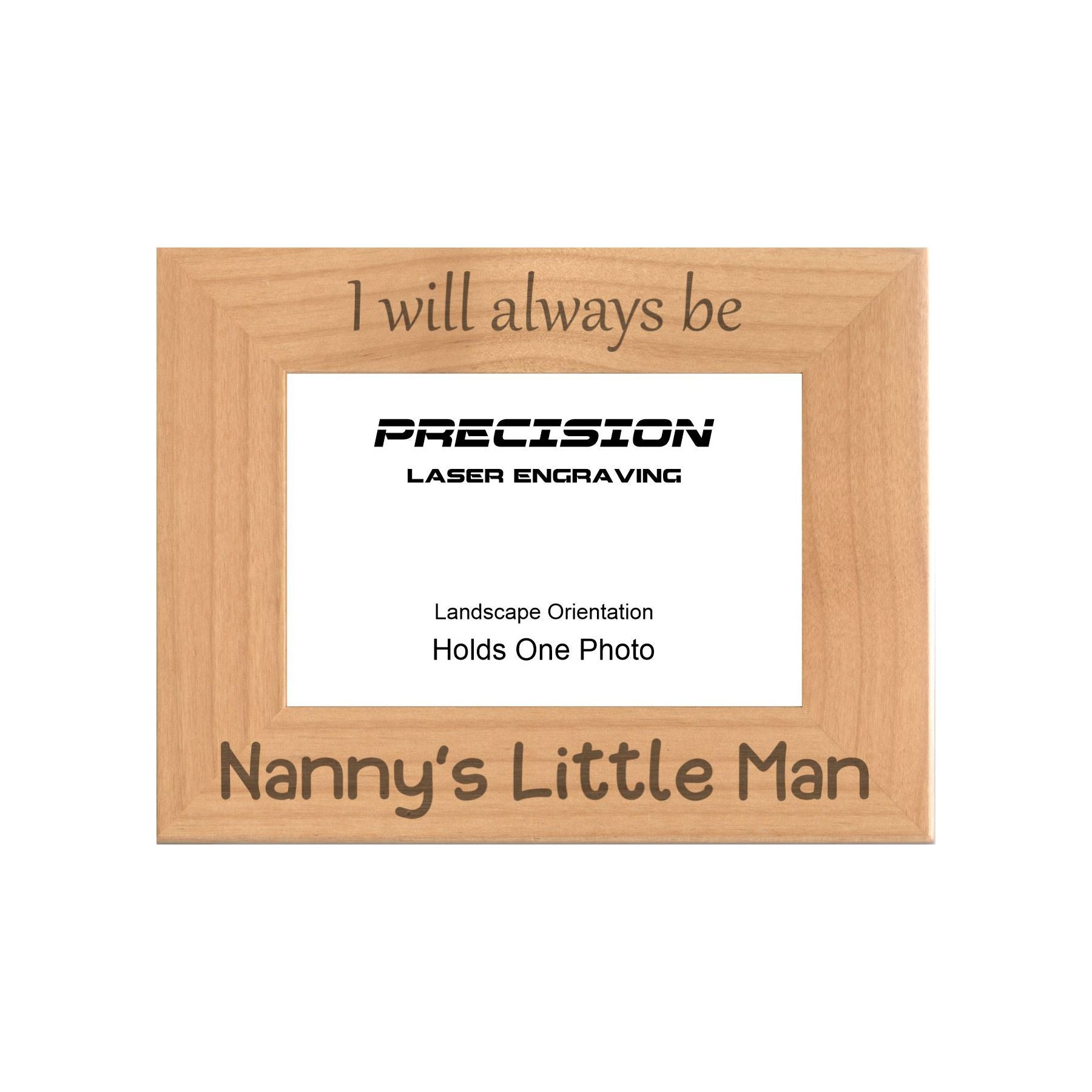 Always be Nanny's Little Man Picture Frame, Engraved Natural Wood Photo Frame, 4x6 5x7 8x10, Nanny Gift