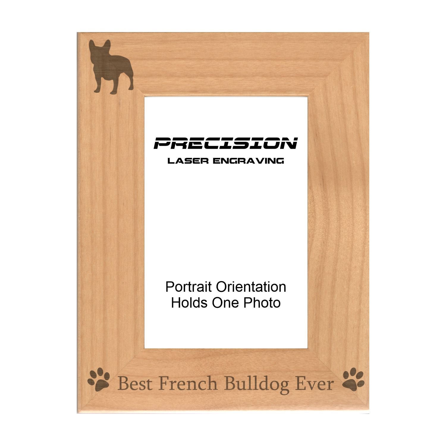 Best French Bulldog Ever Picture Frame, Engraved Natural Wood Photo Frame, 4x6 5x7 8x10, Pet Frames