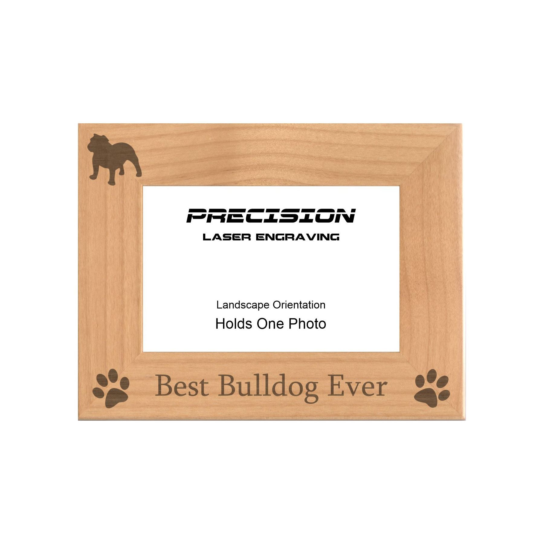 Best Bulldog Ever Picture Frame, Engraved Natural Wood Photo Frame, 4x6 5x7 8x10, Pet Frames