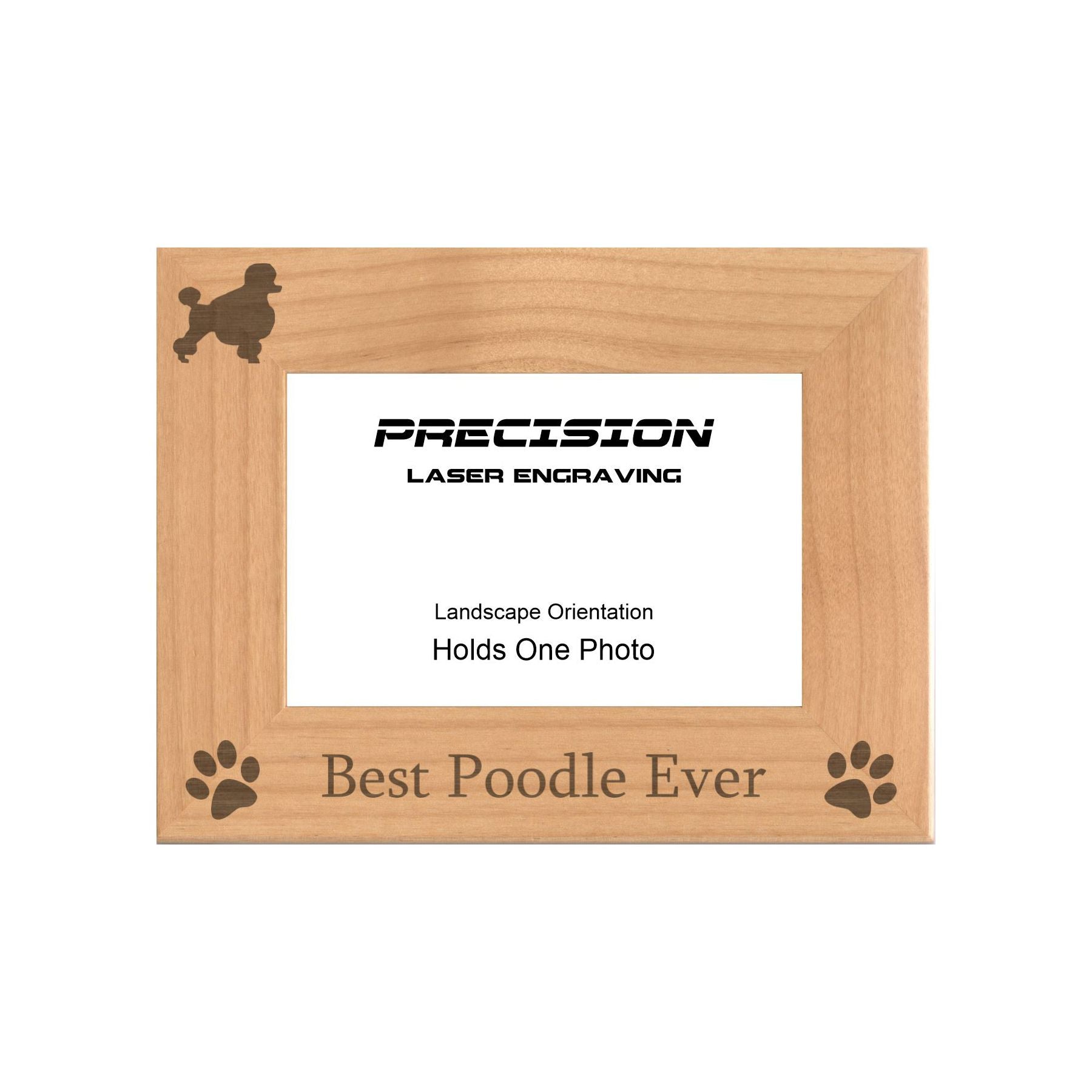 Best Poodle Ever Picture Frame, Engraved Natural Wood Photo Frame, 4x6 5x7 8x10, Pet Frames