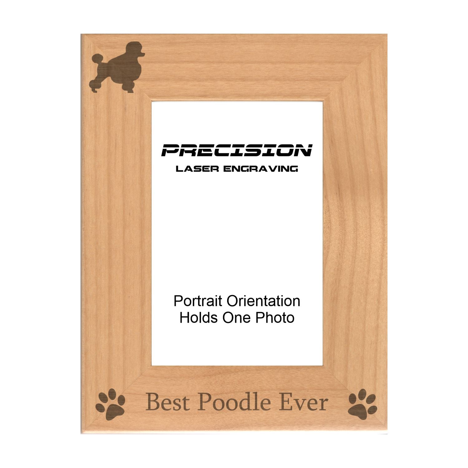 Best Poodle Ever Picture Frame, Engraved Natural Wood Photo Frame, 4x6 5x7 8x10, Pet Frames