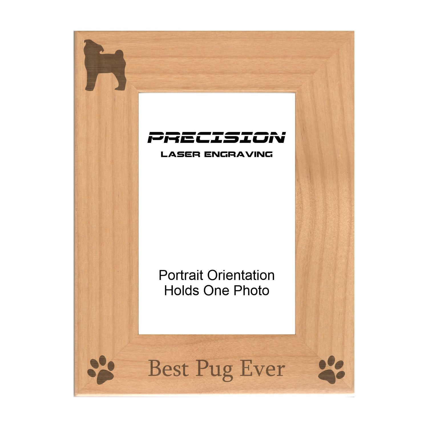 Best Pug Ever Picture Frame, Engraved Natural Wood Photo Frame, 4x6 5x7 8x10, Pet Frames