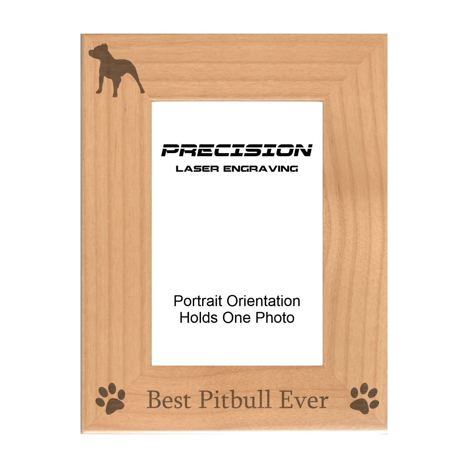 Best Pitbull Ever Picture Frame, Engraved Natural Wood Photo Frame, 4x6 5x7 8x10, Pet Frames