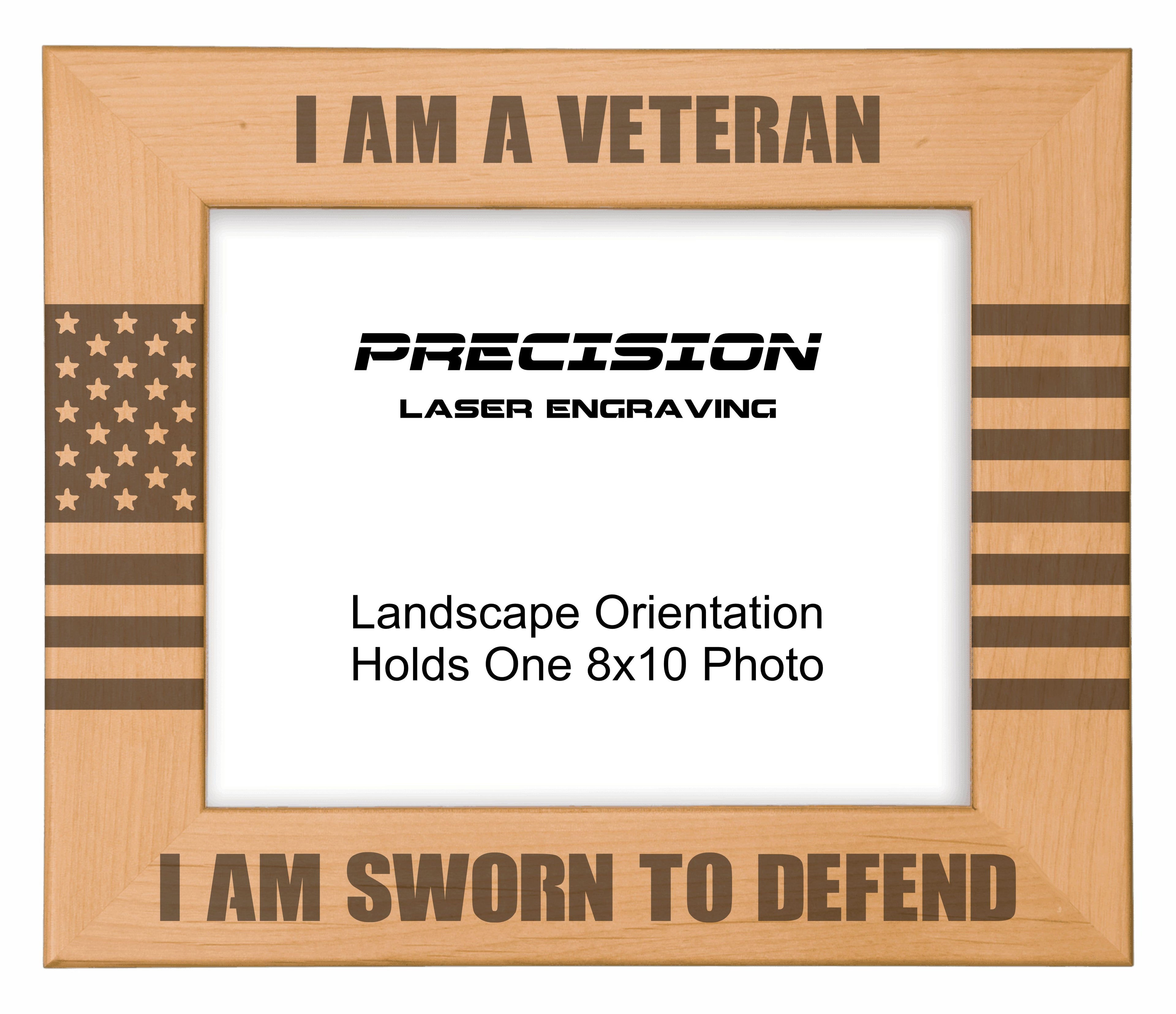 I am a Veteran Sworn to Defend Picture Frame, Engraved Natural Wood Photo Frame, 4x6 5x7 8x10, Military Gift