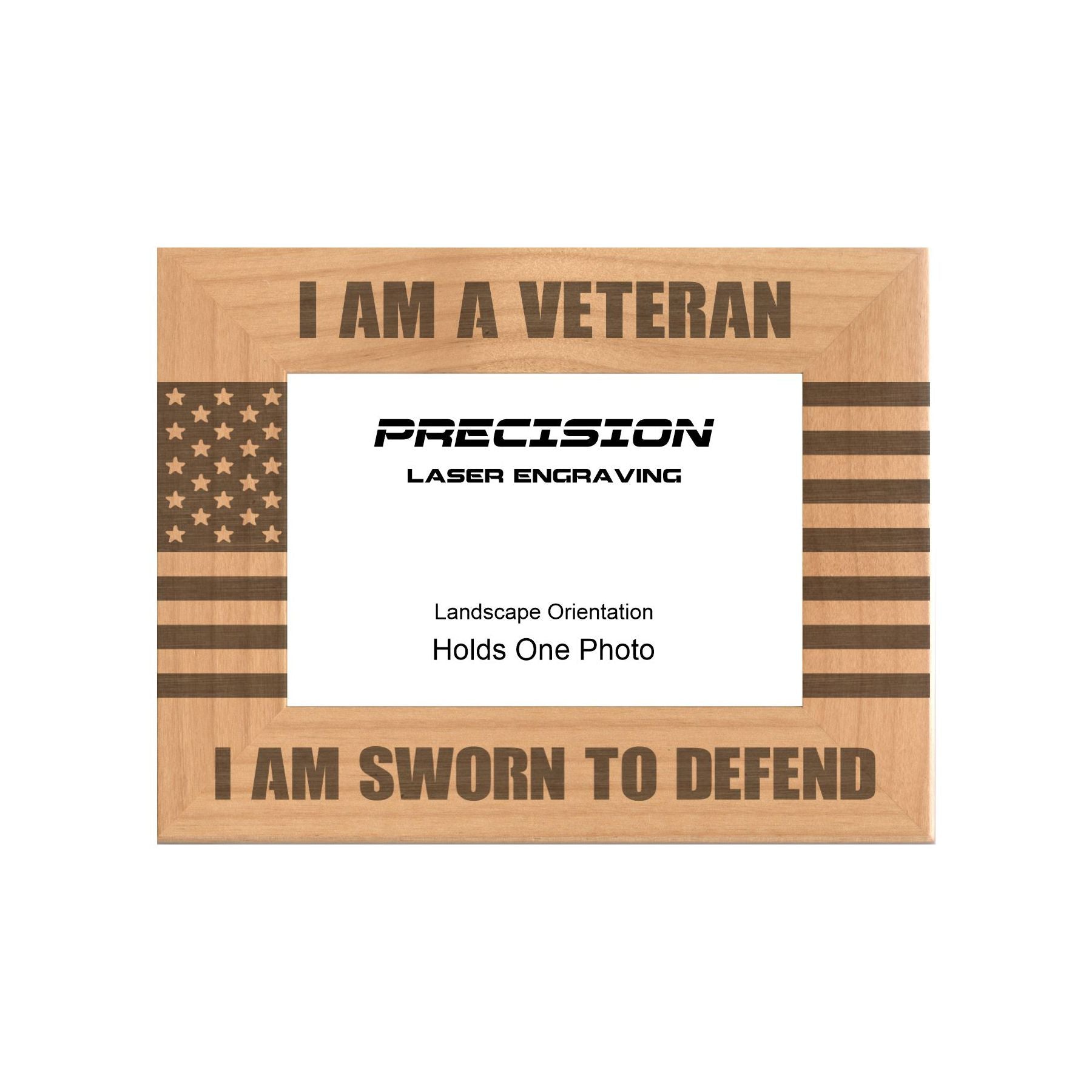 I am a Veteran Sworn to Defend Picture Frame, Engraved Natural Wood Photo Frame, 4x6 5x7 8x10, Military Gift